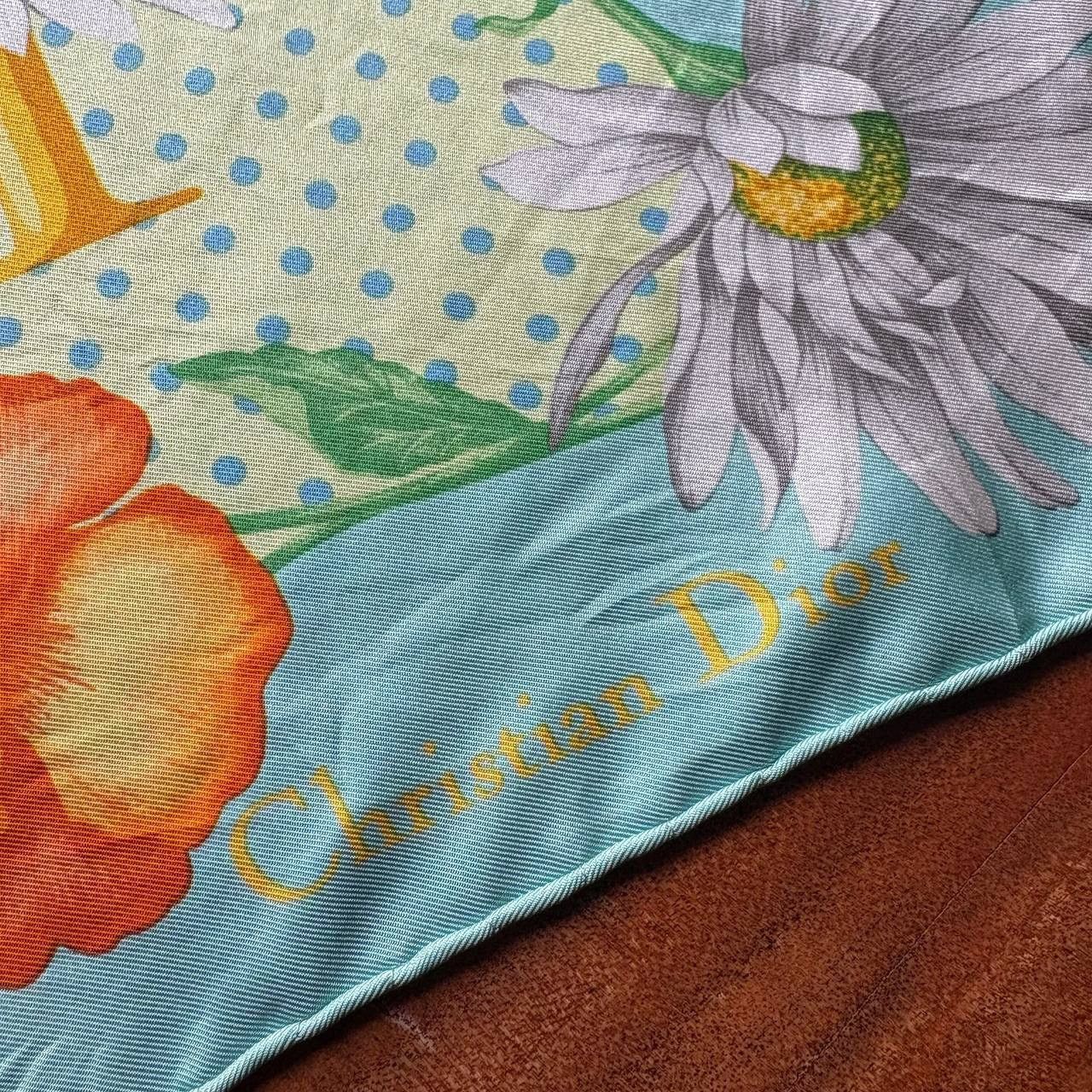 Christian Dior Monsieur Vintage Christian Dior Floral Print Silk Scarf Size ONE SIZE - 3 Thumbnail