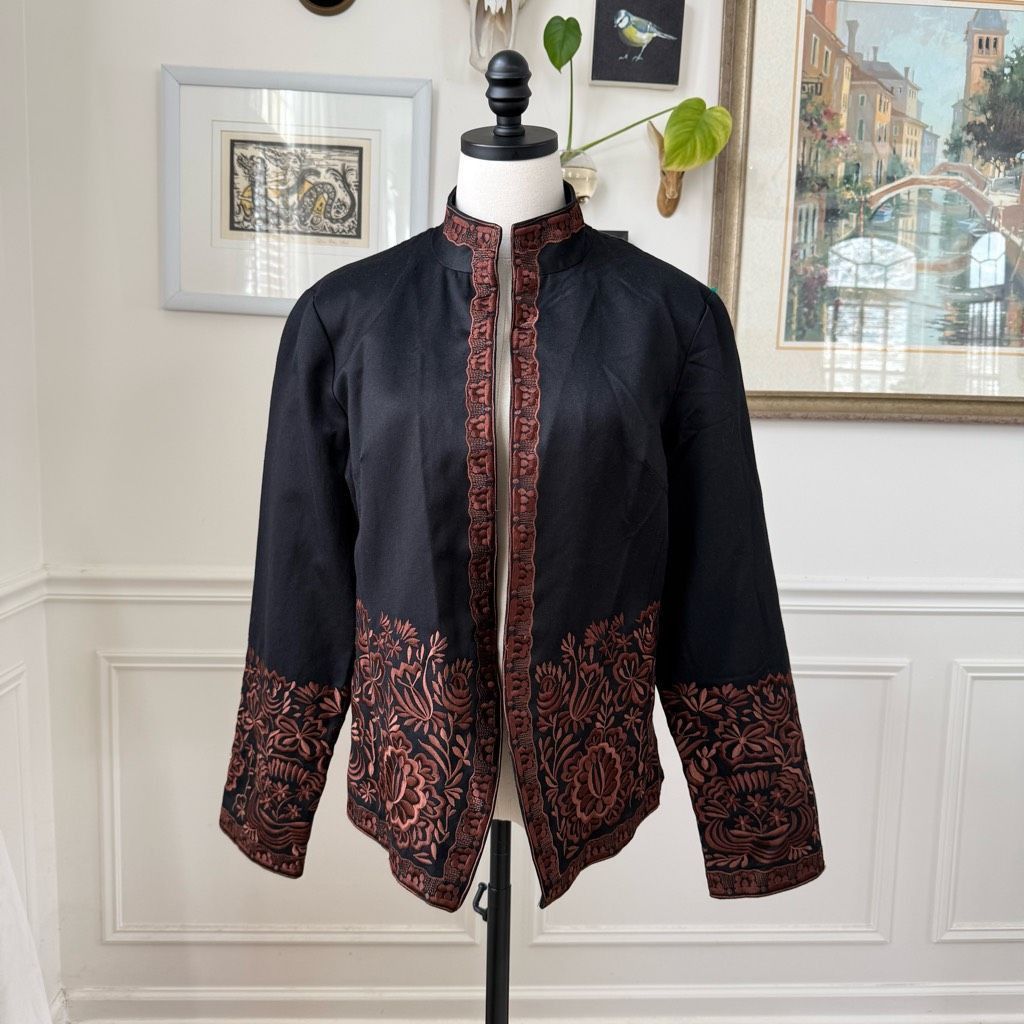 Coldwater Creek NWT Coldwater Creek Black Brown Embroidered Jacket $100 16 Size XXL / US 16-18 / IT 52-54 - 1 Thumbnail