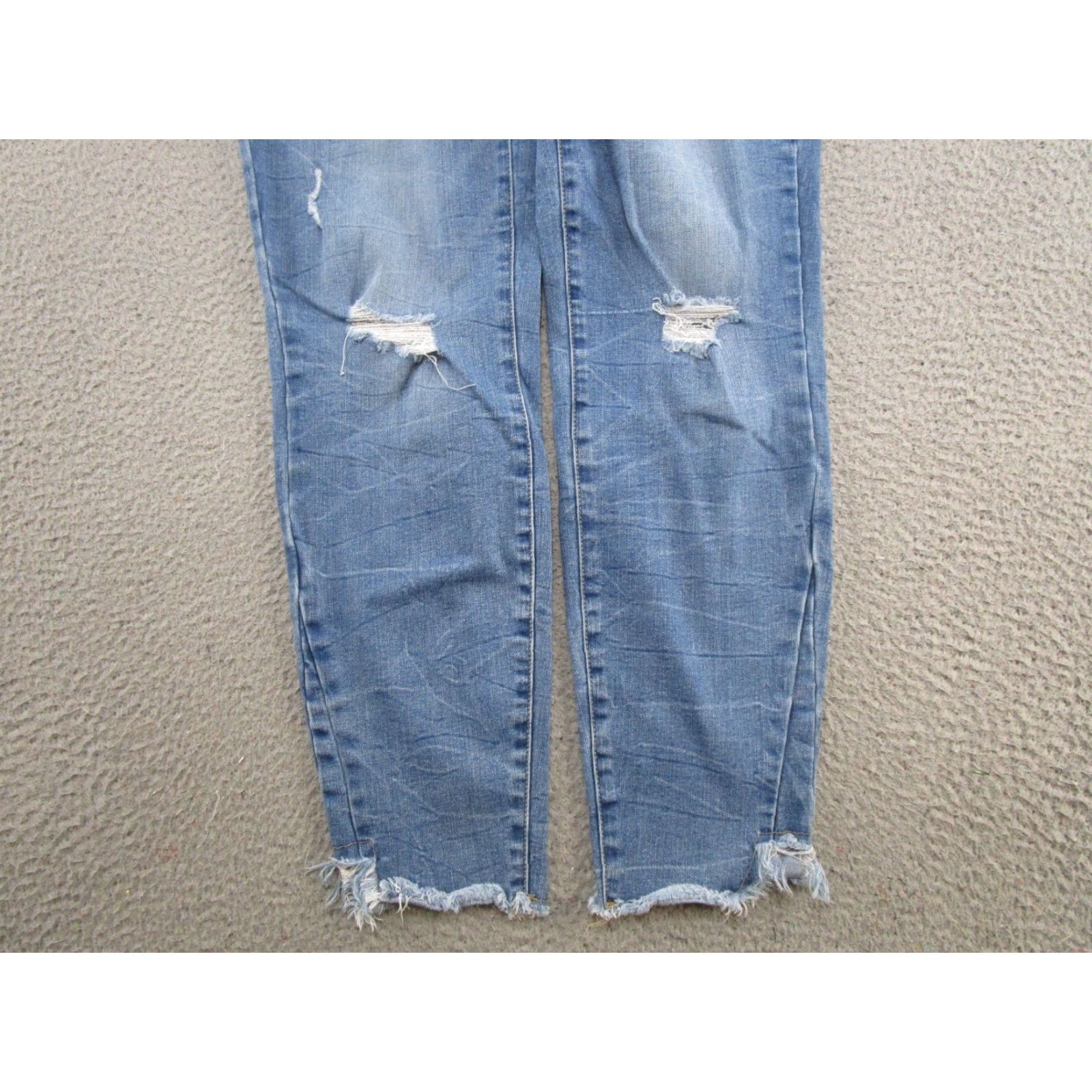 Vintage Kancan Womens Jeans Distressed Medium Wash Size 13 30 Stretch Denim 5-Pocket Ankle Regular Fit Blue Medium Wash Womens Jeans Size 34" / US 12 / IT 48 - 2 Thumbnail
