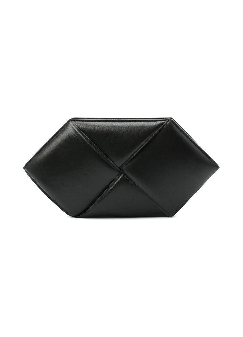 BOTTEGA VENETA black hexagon padded intrecciato clutch bag