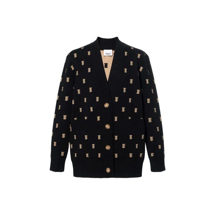 Burberry Burberry Black Logo Knit Cardigan for Women 0079 Size M / US 6-8 / IT 42-44 - 1 Thumbnail