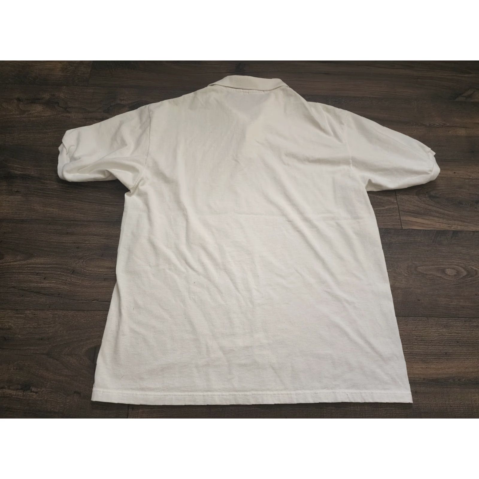 Jerzees VINTAGE Jerzees Polo Shirt Mens L 100% Cotton Made In USA Distressed White Size US L / EU 52-54 / 3 - 2 Thumbnail