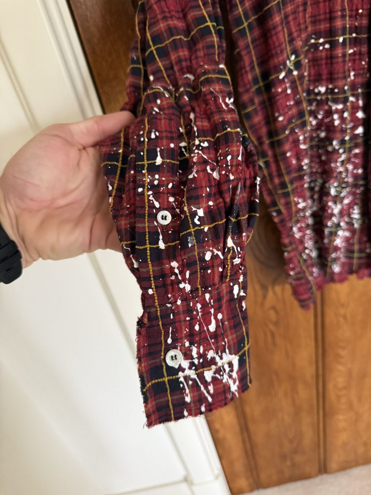 Palm Angels FW21 Palm Angels paint splatter long flannel bleached Grail Size US M / EU 48-50 / 2 - 14 Thumbnail