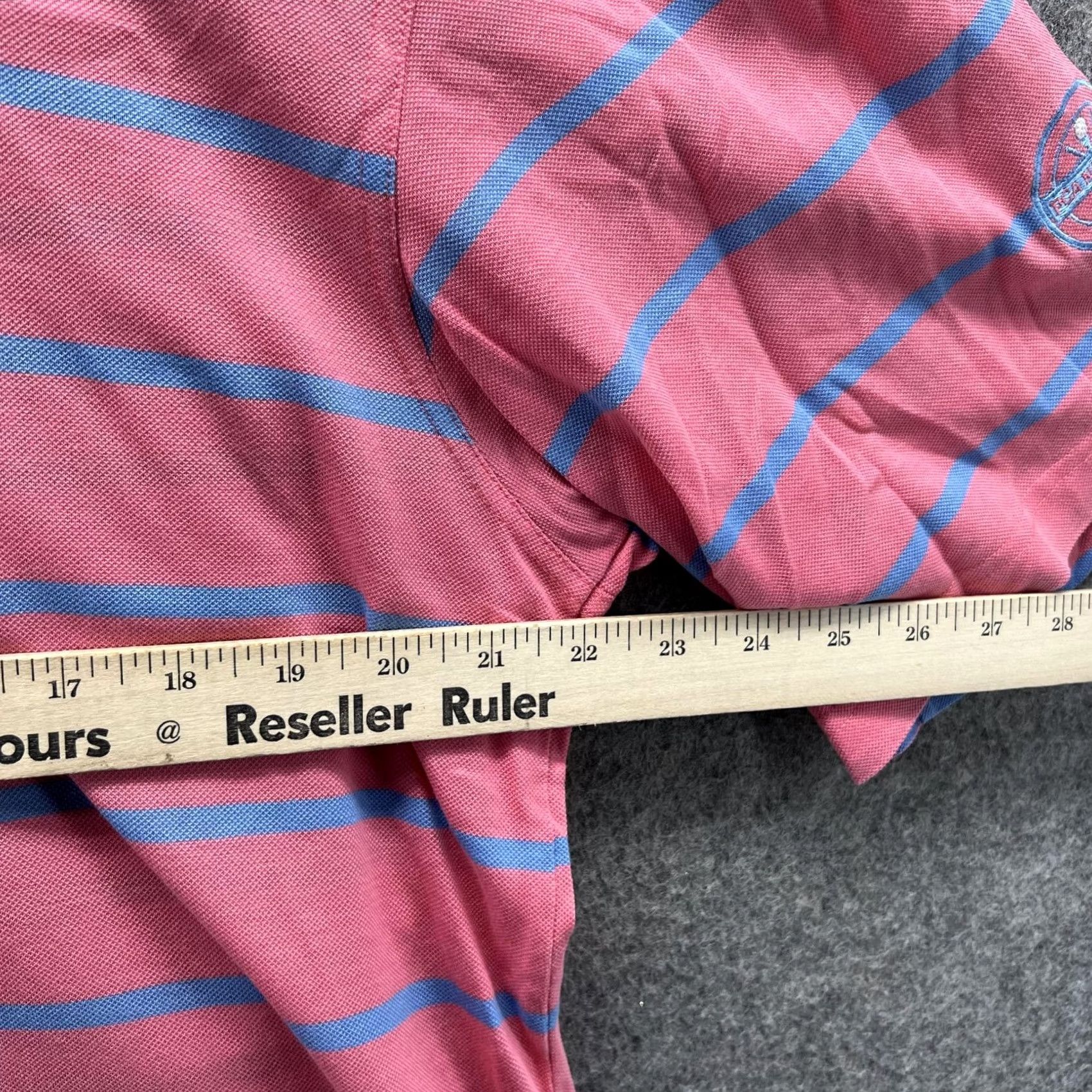 Vintage VINTAGE Oxford Polo Shirt Men Large Adult Pink Blue Striped Cotton Preppy Golfer Golf Polo Shirt Regular Fit Mens 44 in Chest Size US L / EU 52-54 / 3 - 5 Thumbnail