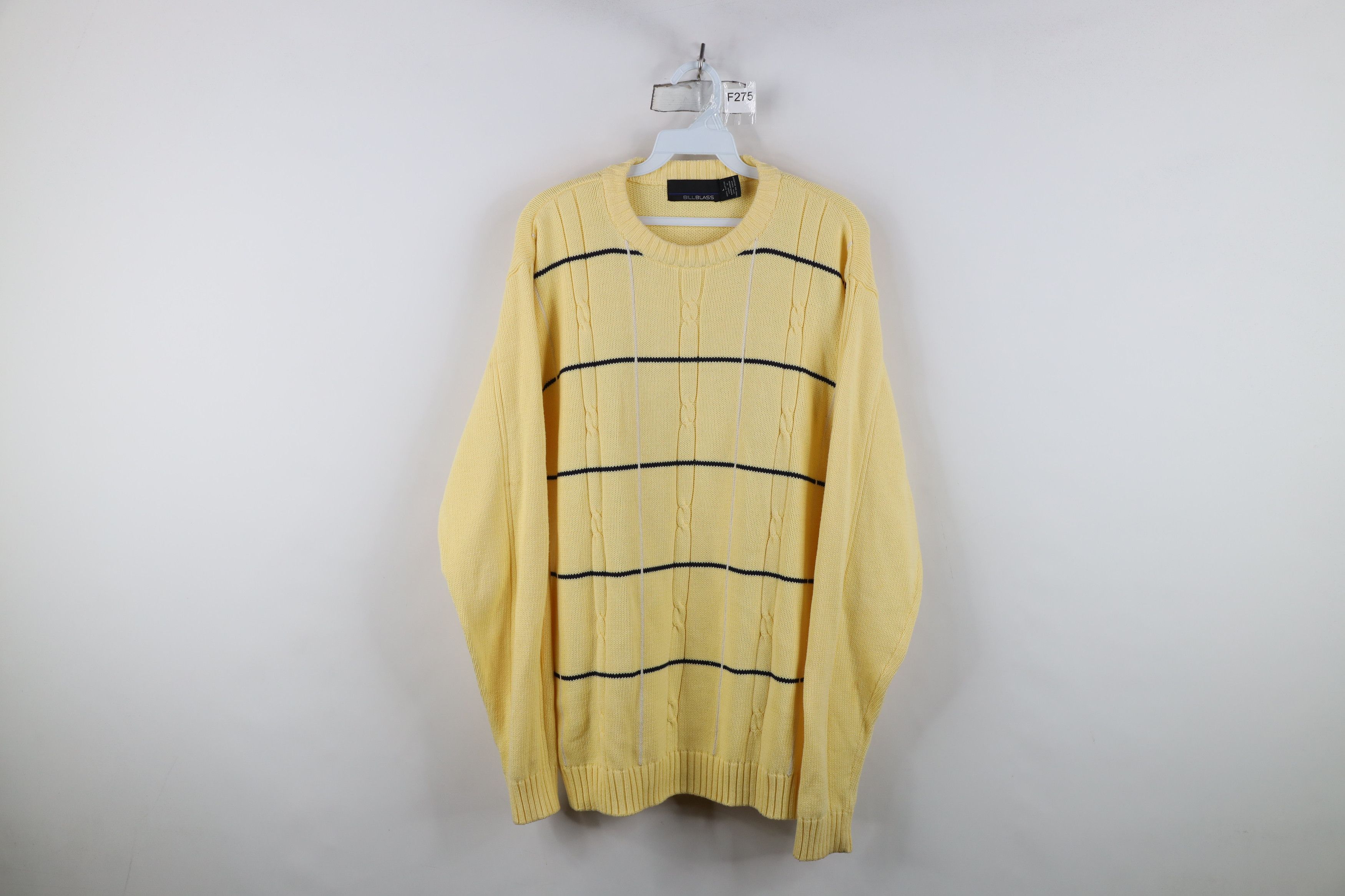 Vintage Vintage 90s Streetwear Ribbed Cable Knit Sweater Yellow Size US L / EU 52-54 / 3 - 1 Thumbnail