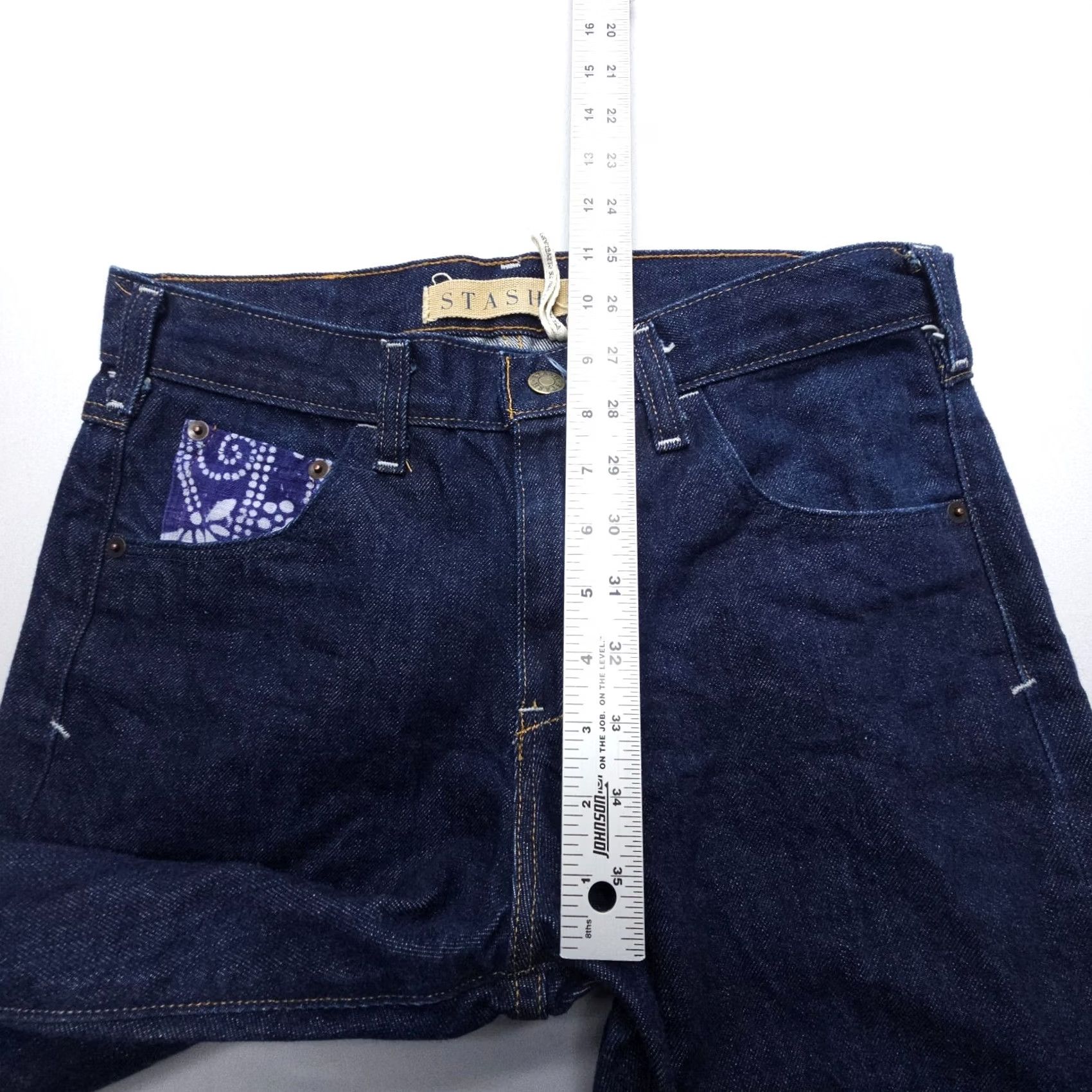 Denime Stash Jeans Adult 29 x 28" Dark Wash Raw Denim USA Made Slim Tapered 5-Pocket Blue Denim Men Regular 29in Inseam Jeans Size US 29 - 7 Thumbnail