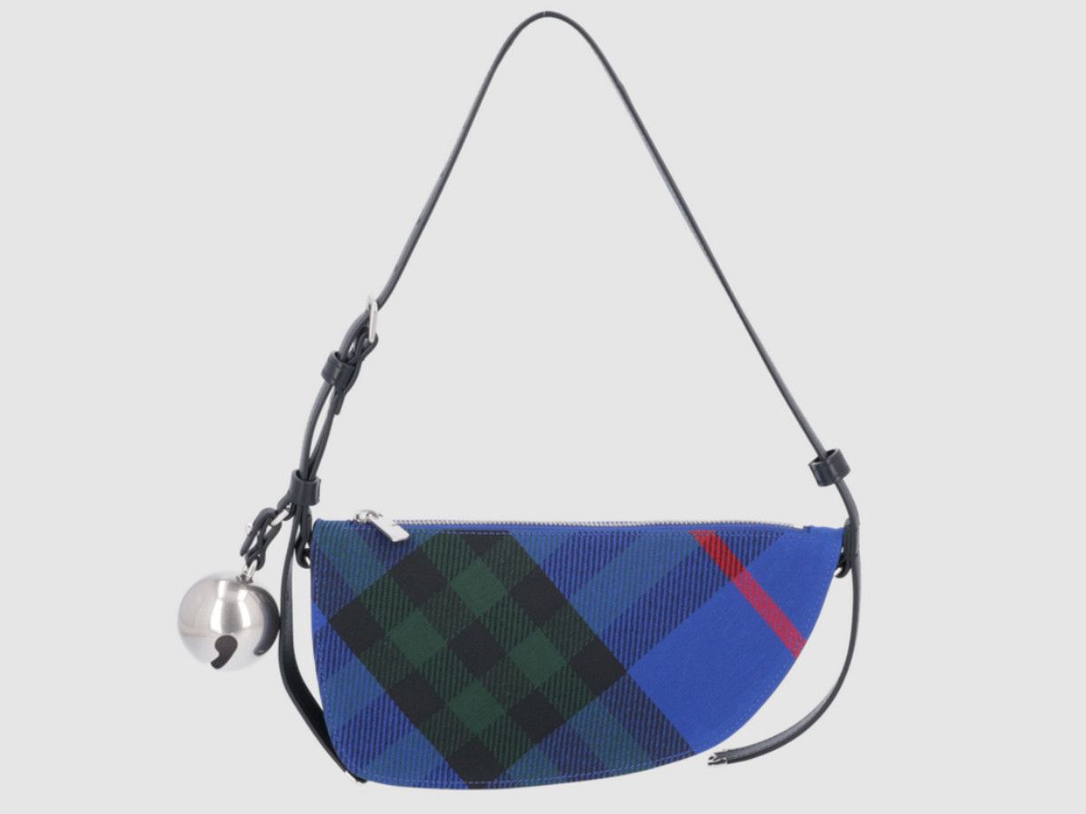 Burberry BURBERRY Shield blue check canvas leather shoulder bag Size ONE SIZE - 1 Thumbnail