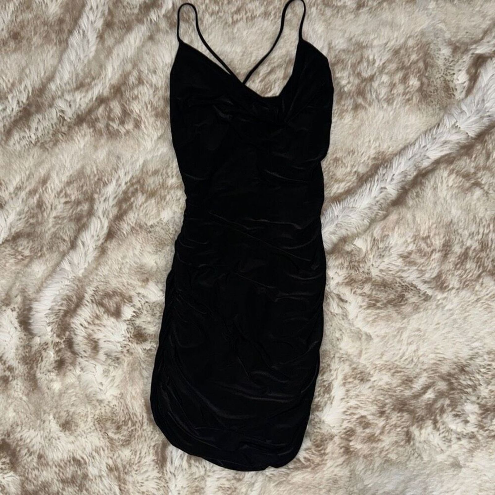 Other Sabora Black Cowl Neck Fitted Bodycon Mini Dress | Sz S Size S / US 4 / IT 40 - 2 Thumbnail