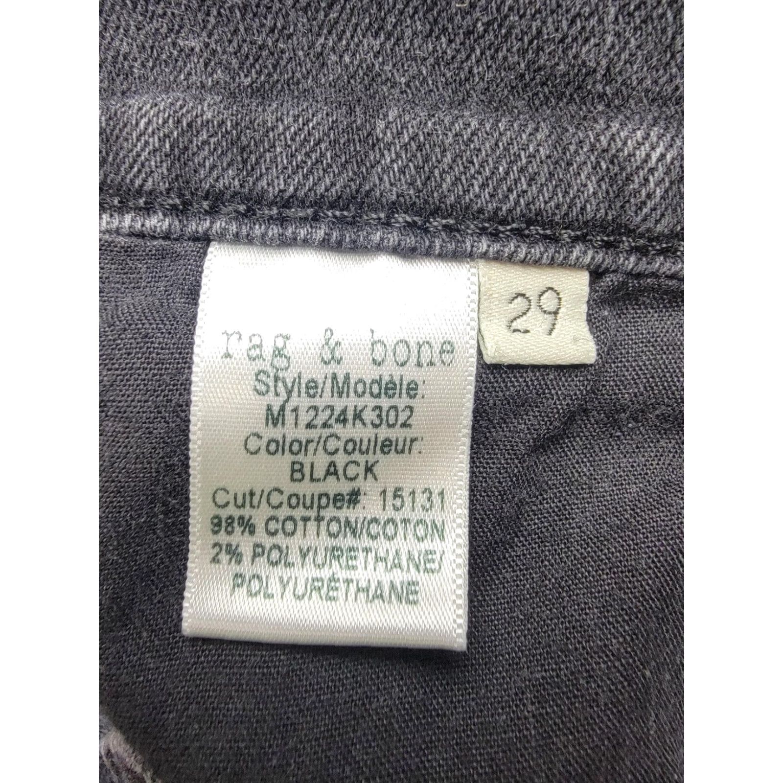 Rag & Bone rag & bone Jeans Mens 29 Black Fit 1 Skinny Button Fly Made USA 29x31 Stretch Size US 29 - 6 Thumbnail