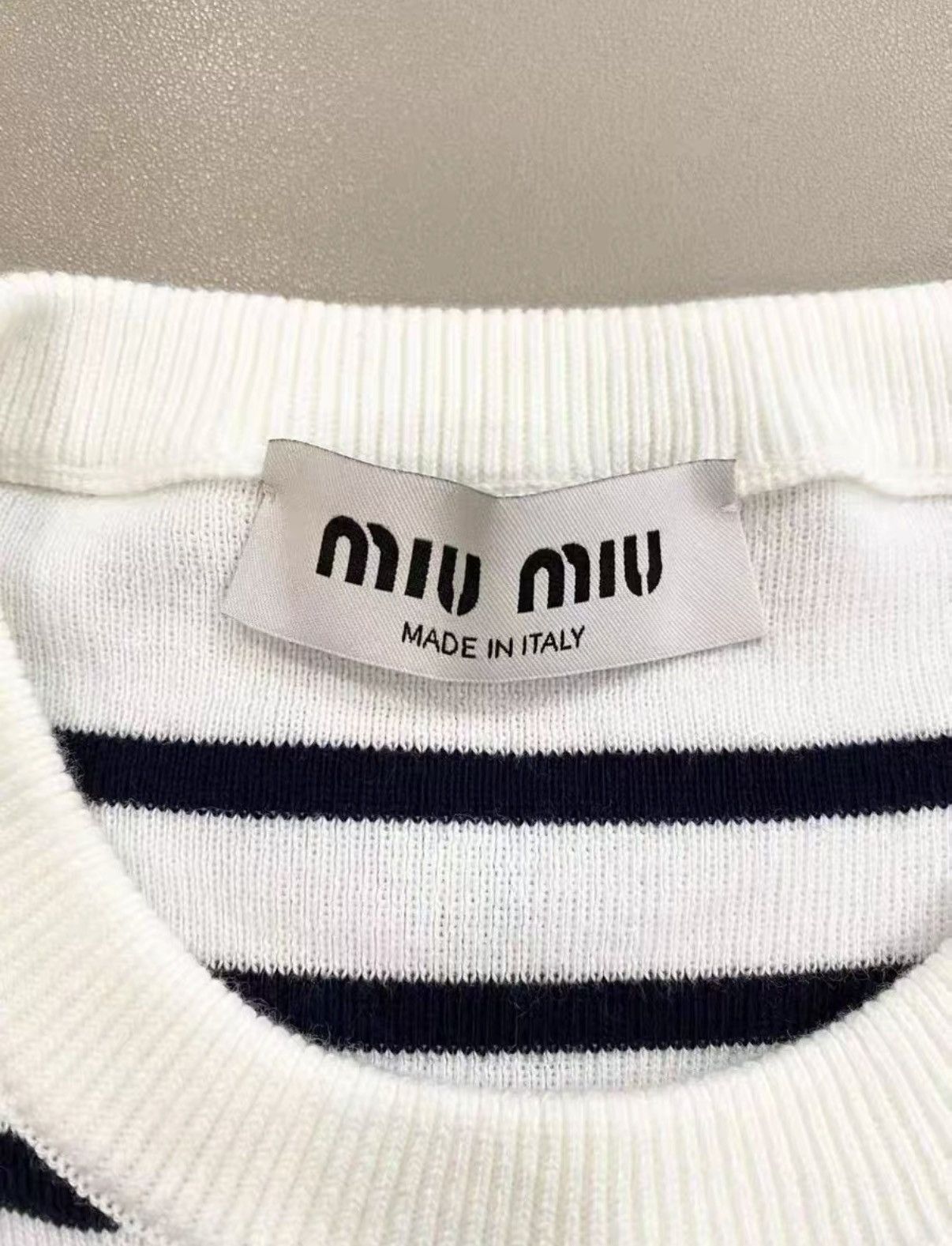 Miu Miu Miu Miu Classic Striped Short Sleeve Knit Top J33 Size XS / US 0-2 / IT 36-38 - 5 Thumbnail
