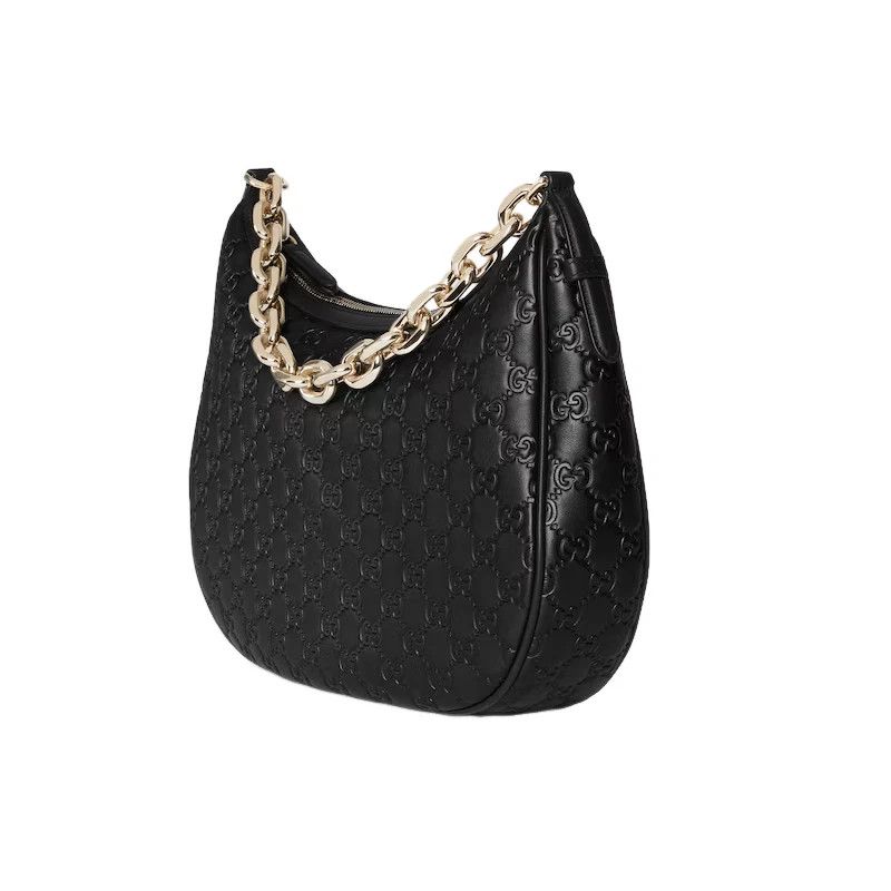 Gucci GUCCI Emblem Large Black GG Leather Shoulder Bag Size ONE SIZE - 2 Thumbnail