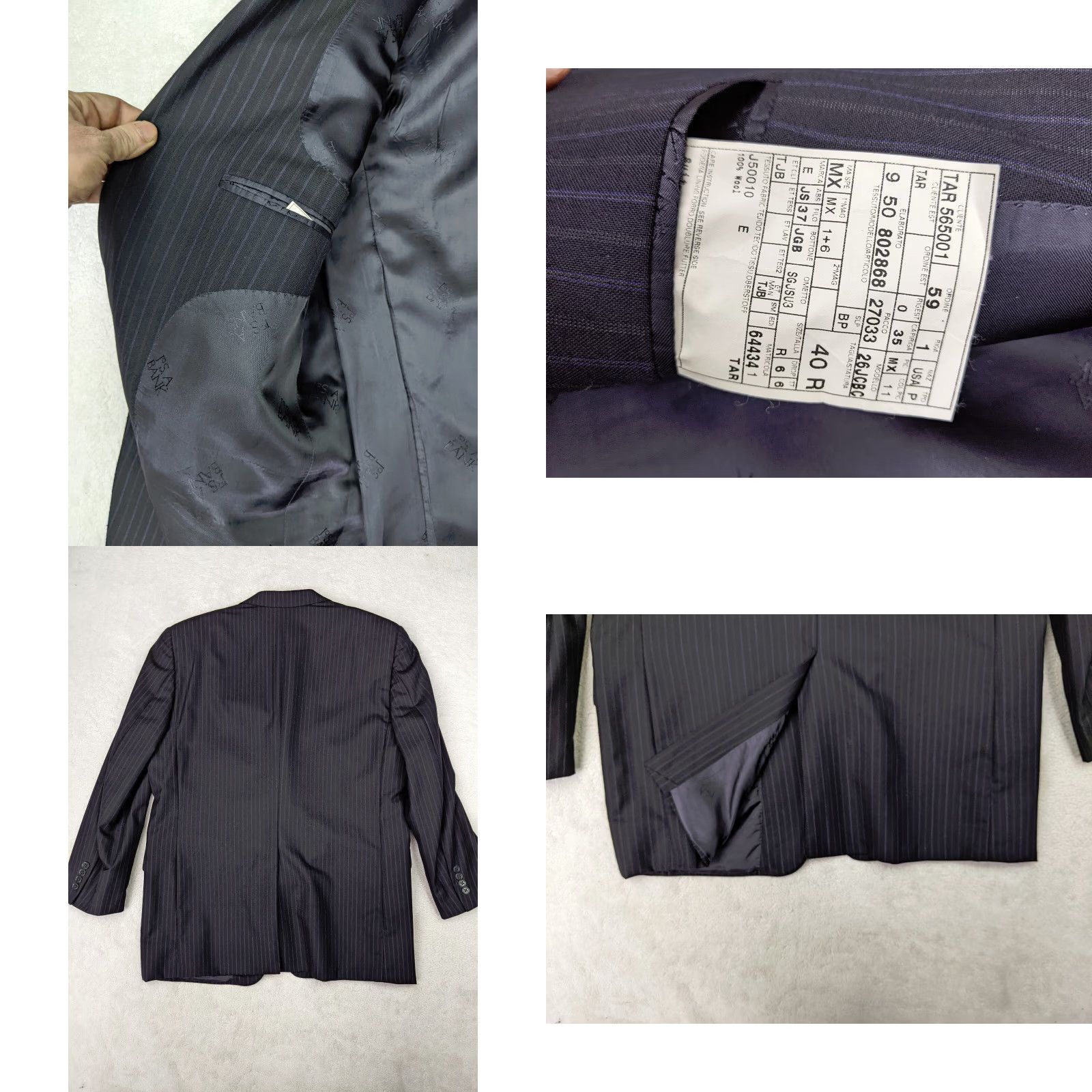 Jos. A. Bank VINTAGE JoS A BANK Men 40R Blue Pinstripe 100% Wool Blazer Jacket 2 Button Size 40R - 8 Thumbnail