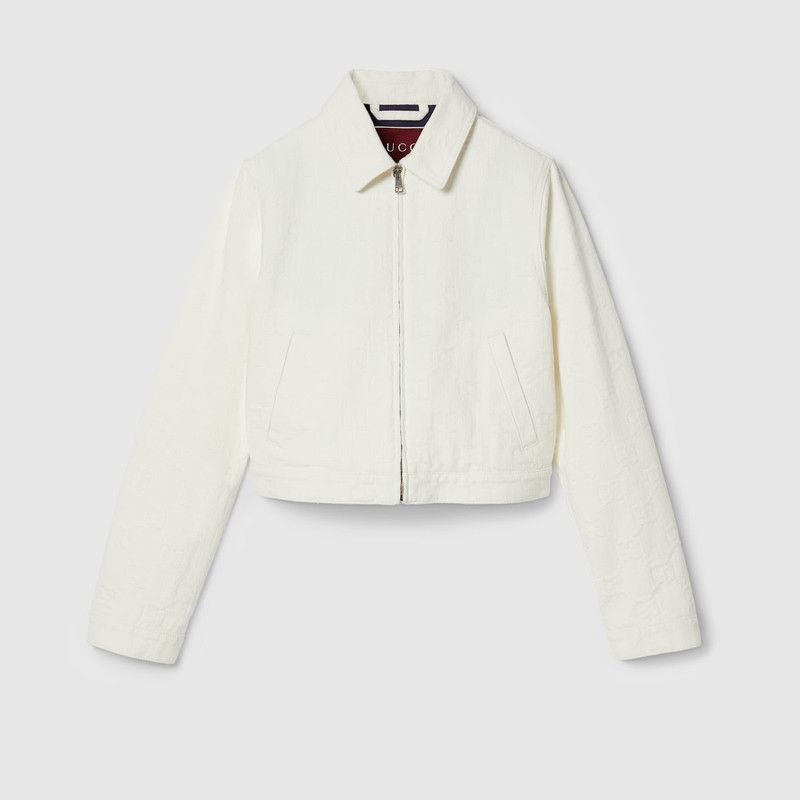 oc11z1125 GG Jacquard Denim Jacket in White