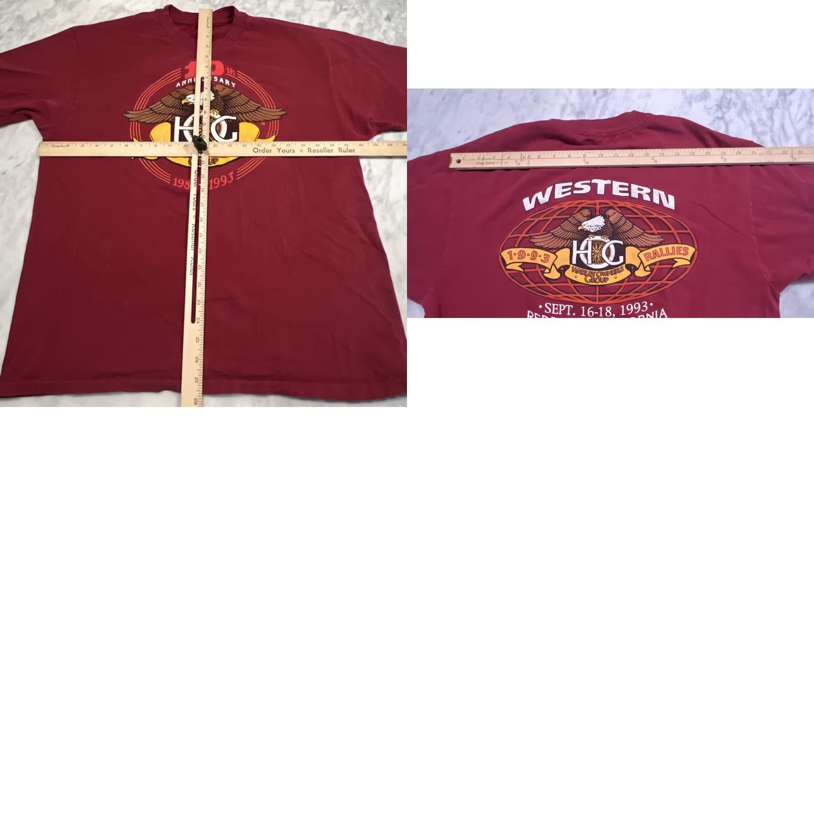 Harley Davidson VINTAGE Harley-Davidson Owners Group XL T-Shirt Men Red 90s Biker Motorcycle Vintage 1990s California Single Stitch Size US XL / EU 56 / 4 - 9 Thumbnail