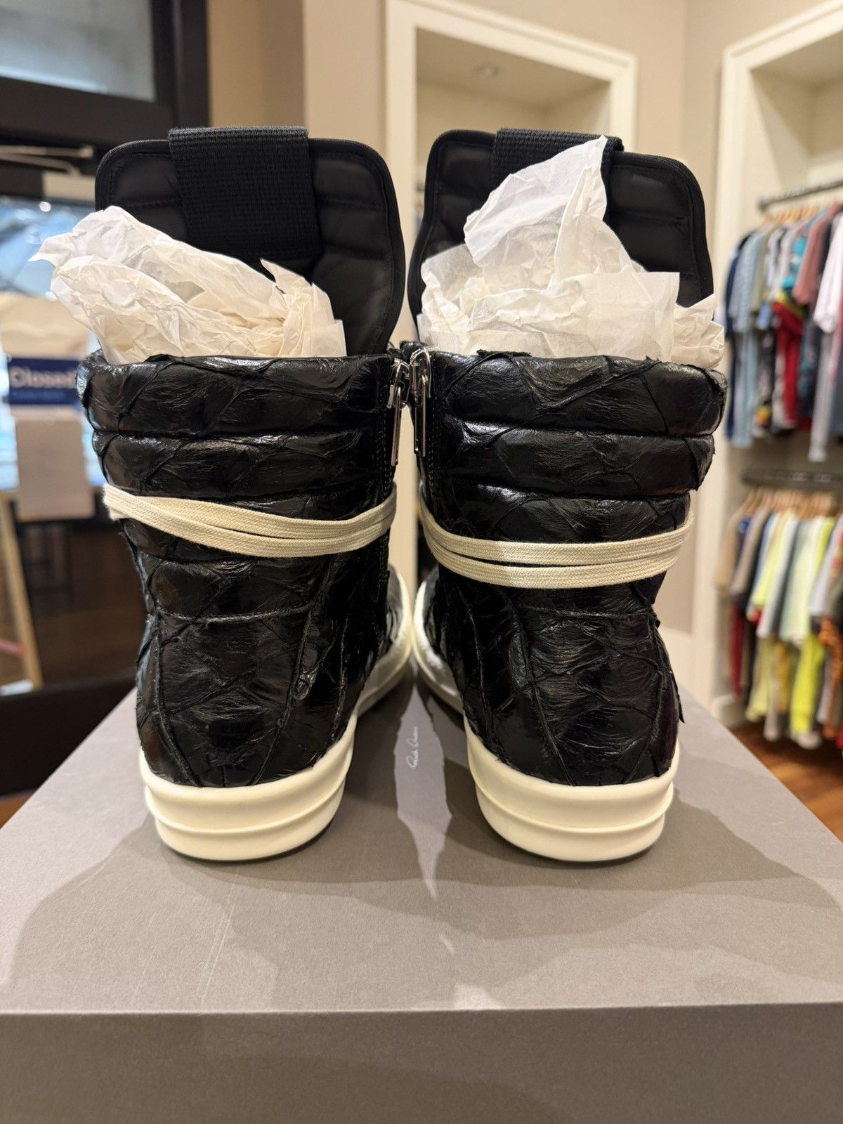 Rick Owens Rick Owens Geobaskets - Pirarucu Fishskin Black Size US 13 / EU 46 - 6 Thumbnail