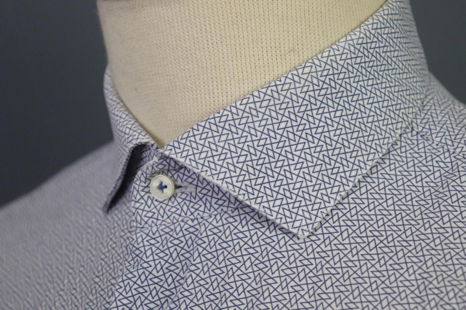 Ted Baker Ted Baker Blue Geometric 100% Cotton Shirt Size 34/35 Size 38R - 12 Thumbnail