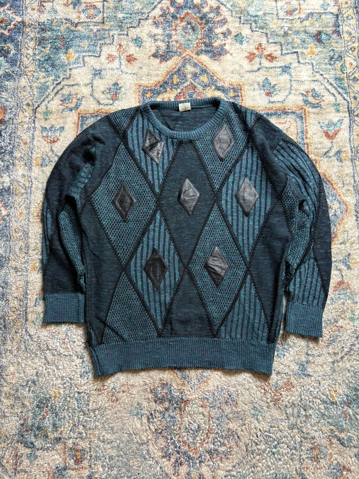 Vintage Vintage 80s St. Michael Diamonds Pullover Sweater Large Size US L / EU 52-54 / 3 - 1 Thumbnail