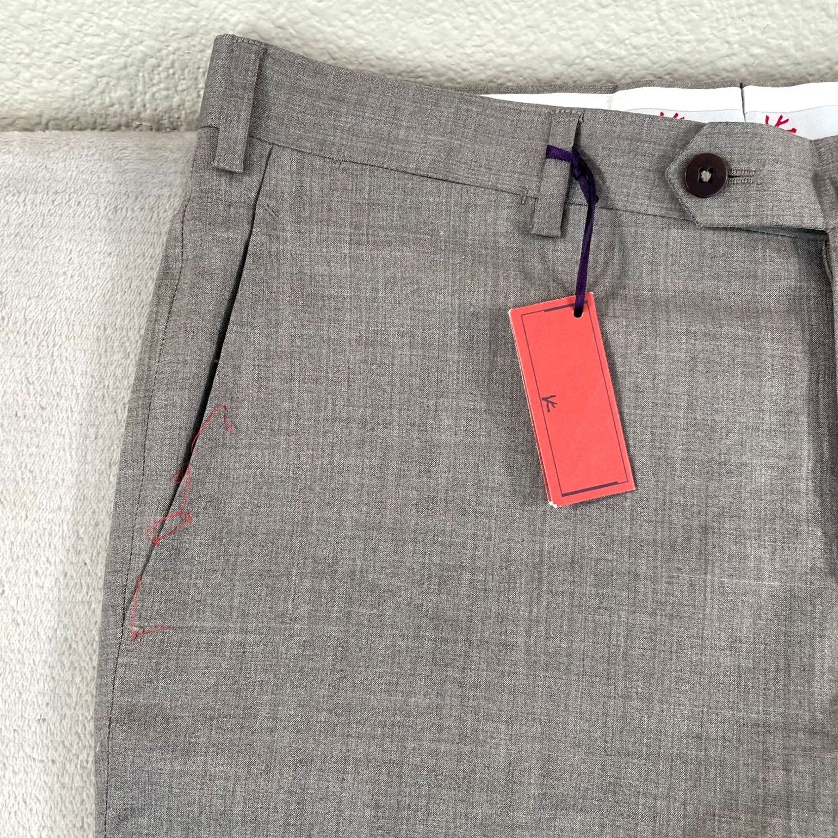 Isaia VINTAGE Isaia Napoli Wool Flat Front Trousers Pants Men EU48 US32 Medium Brown NWT 250 Size US 32 / EU 48 - 2 Thumbnail