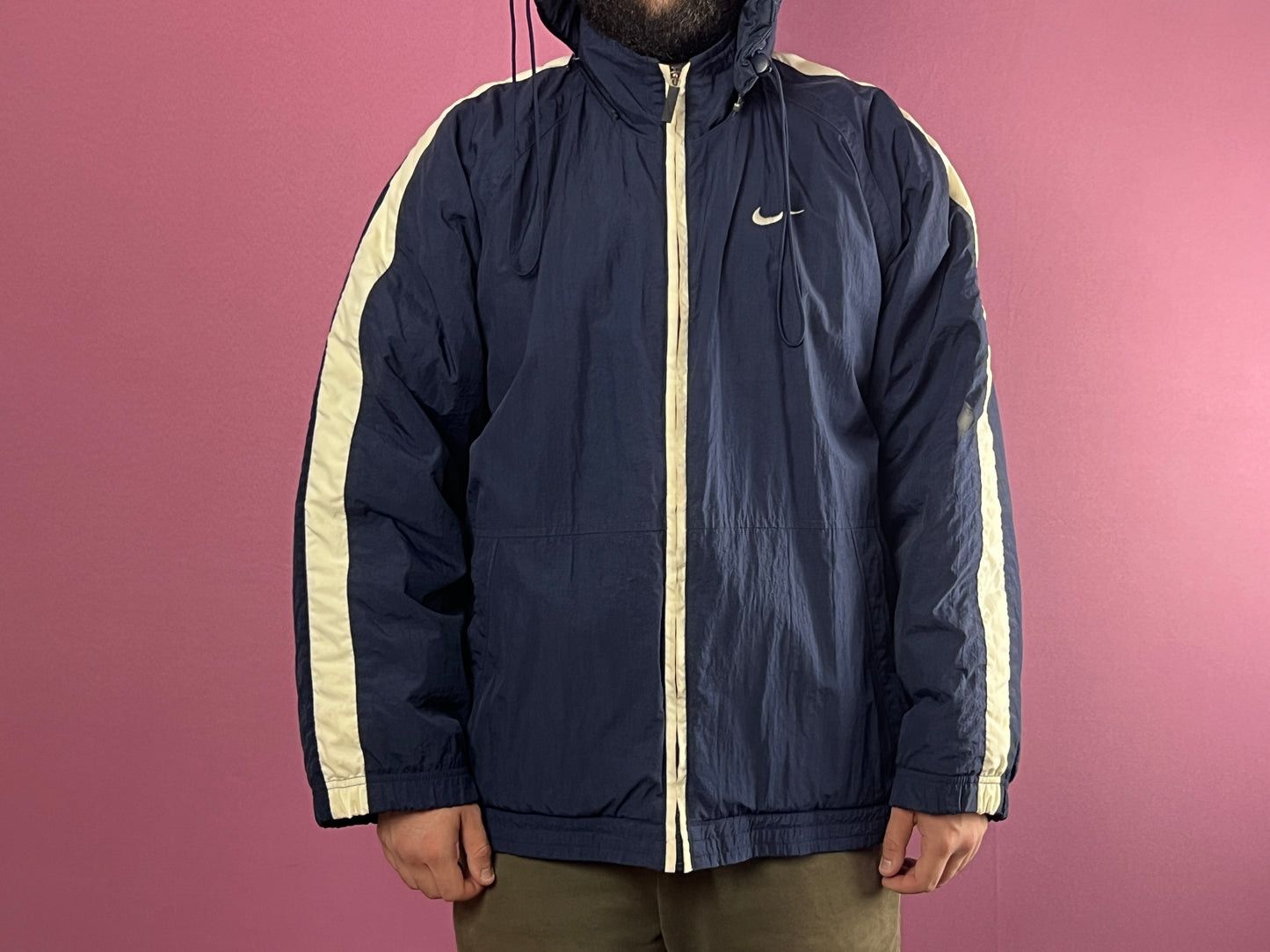 Nike 90s Nike Big Swoosh Vintage Men's Puffer Coat/Jacket - L Size US L / EU 52-54 / 3 - 3 Thumbnail