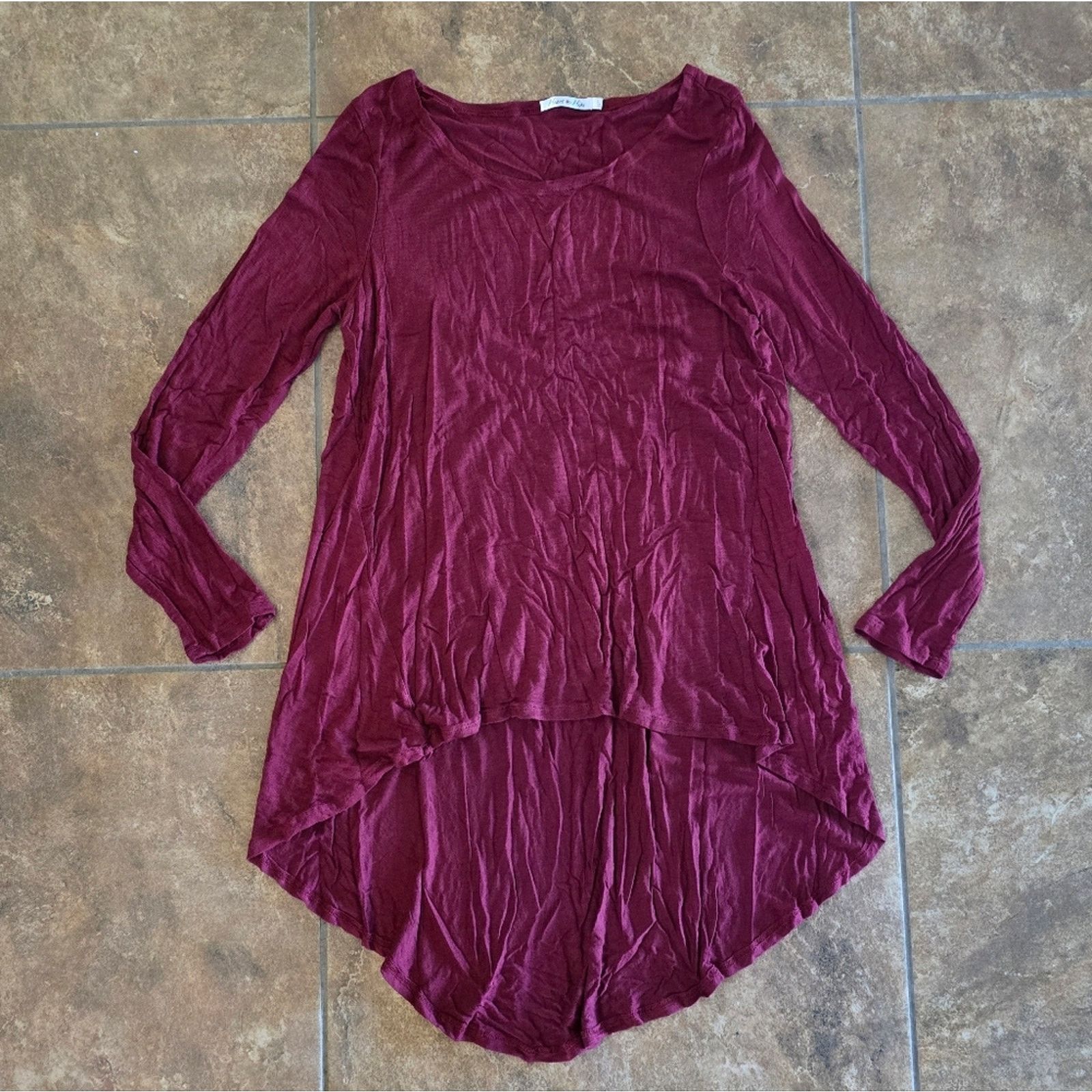 Other Burgundy | HEART HIPS | High Low Long Sleeve Size L / US 10 / IT 46 - 1 Thumbnail