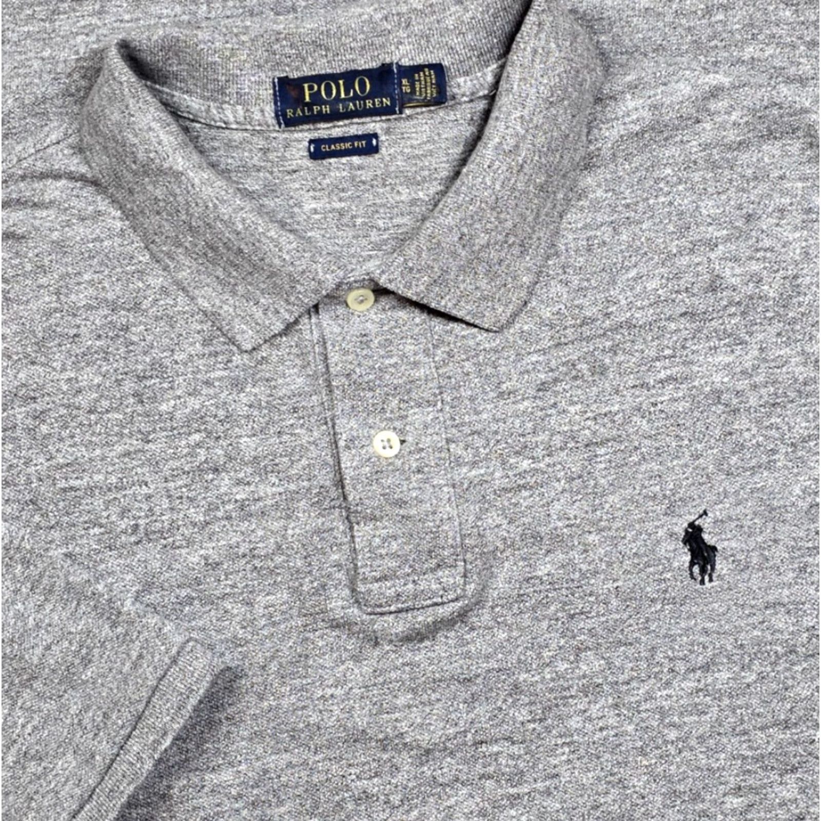 Polo Ralph Lauren Polo Ralph Lauren Polo Shirt XL Heather Gray Short Sleeve Men Pique Black Pony Size US XL / EU 56 / 4 - 2 Thumbnail