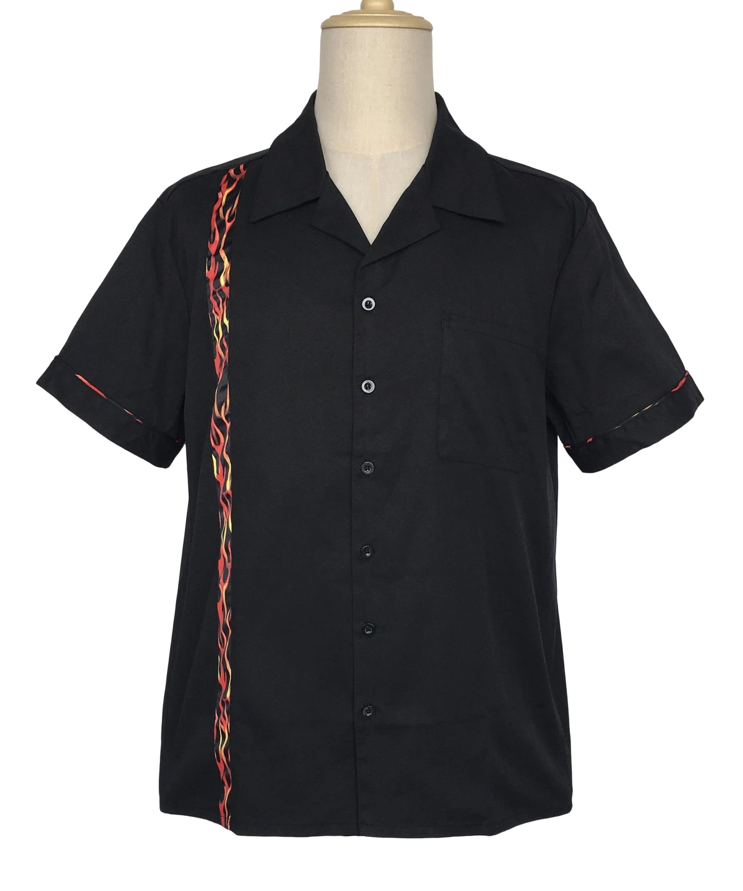 Other Black Shirt With Flame Pattern 50's Style Size US XXL / EU 58 / 5 - 1 Thumbnail