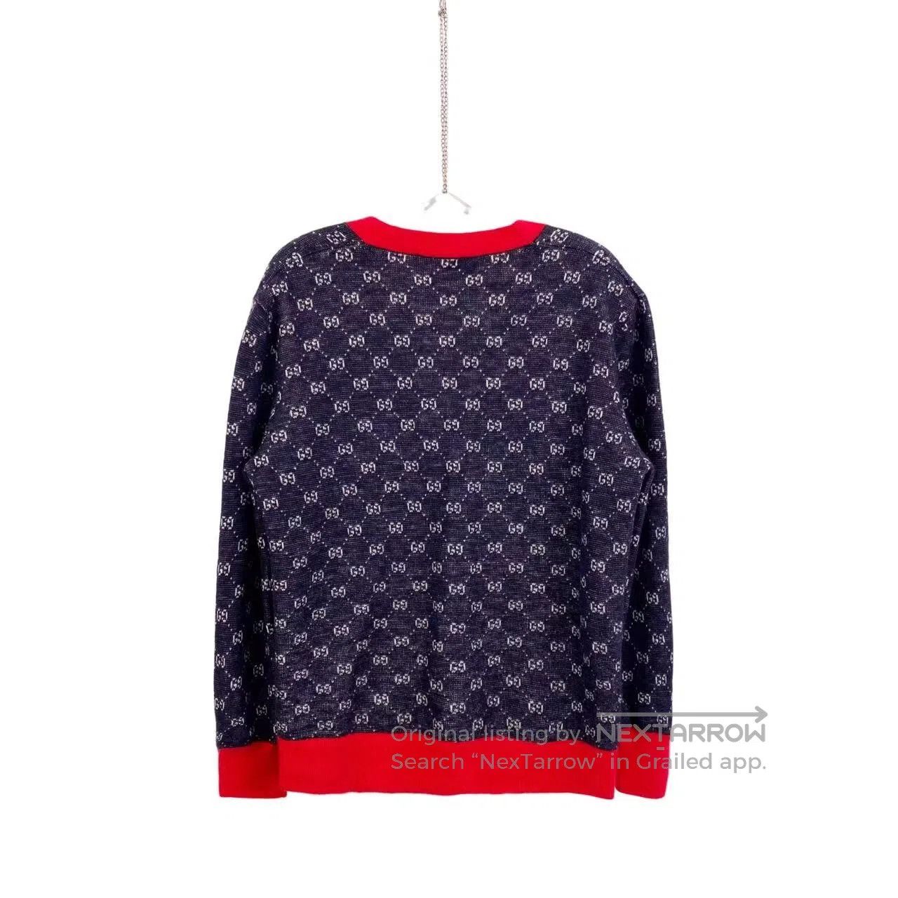 Gucci Guicci Full of logo red and blue color-blocked knitted car Size M / US 6-8 / IT 42-44 - 2 Thumbnail