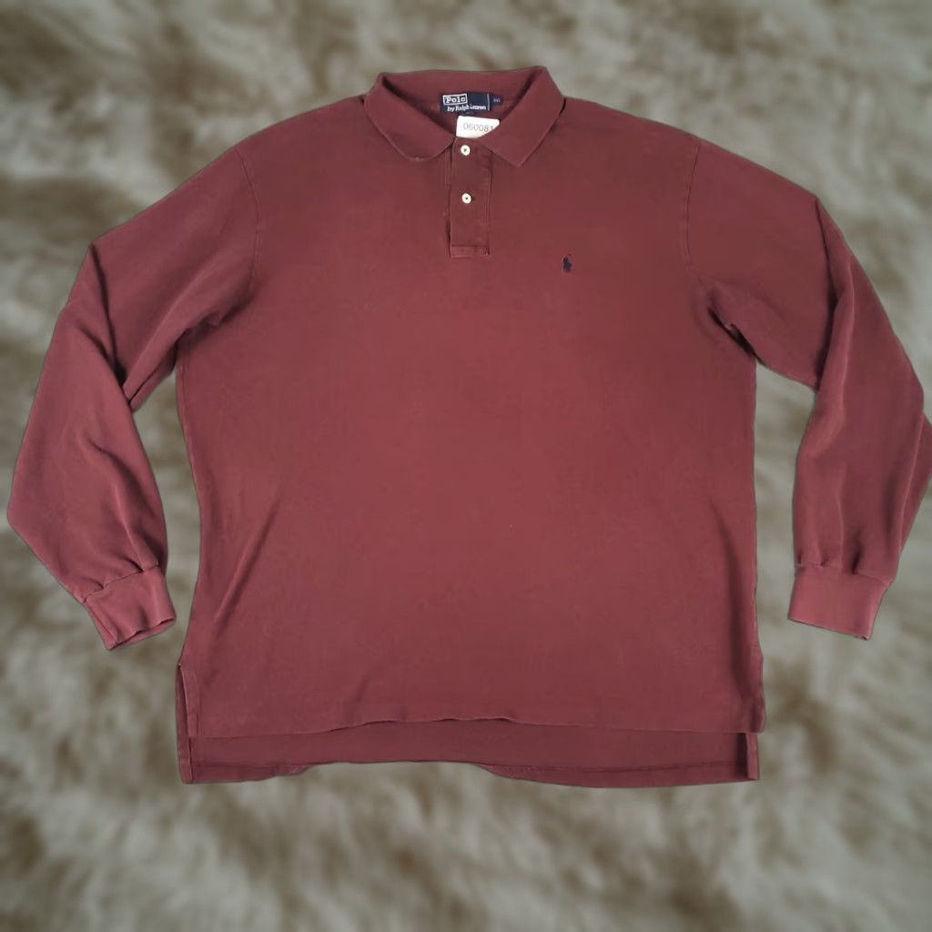 Ralph Lauren VINTAGE Ralph Lauren Polo Shirt Mens 2XL Red Solid Long Sleeve Button Collar Logo Classic Preppy Mens Size US XXL / EU 58 / 5 - 1 Thumbnail