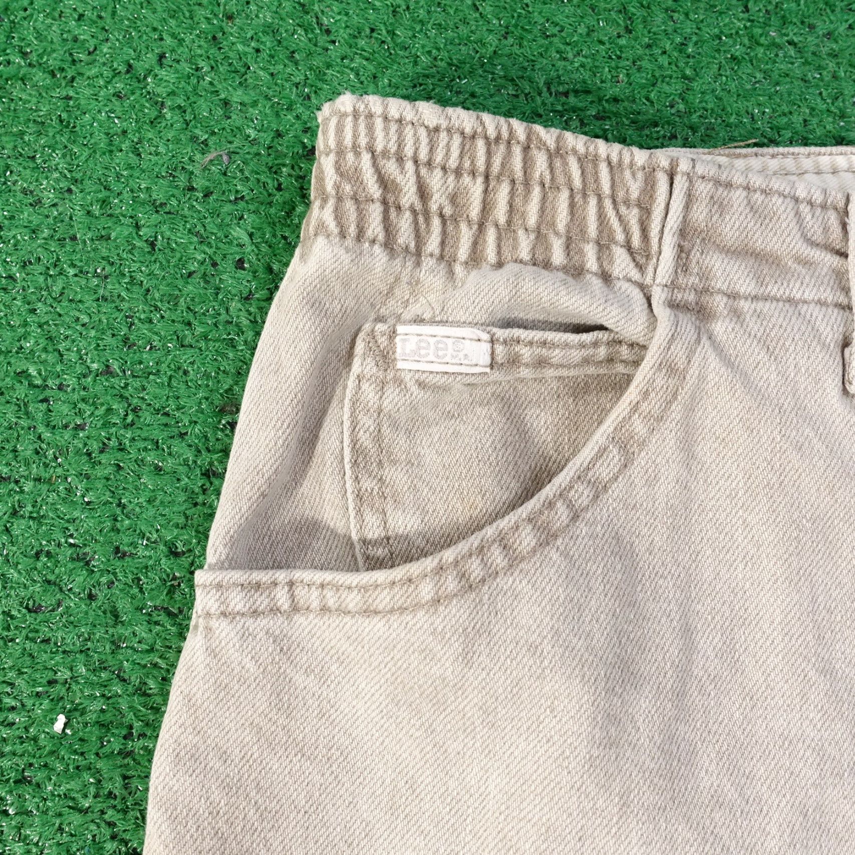 Lee VINTAGE LEE BEIGE DENIM JEANS WOMENS SIZE 16 REGULAR (34X28) 80s 90s TAPERED Size 38" / US 16 / IT 52 - 5 Thumbnail