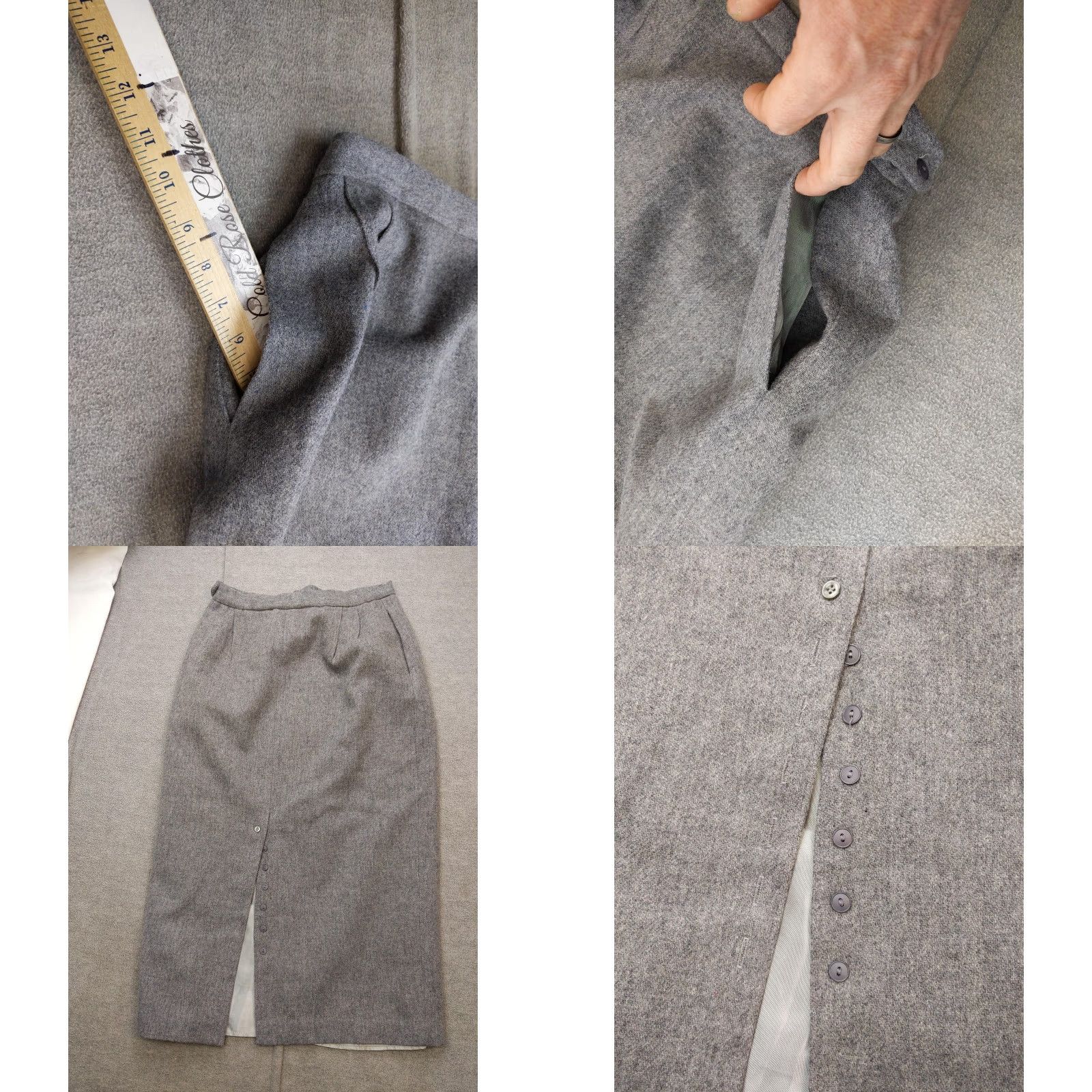 Vintage VINTAGE Copley Square Ltd Skirt Womens 12 Gray Midi Pencil Button Slit USA Size 34" / US 12 / IT 48 - 8 Thumbnail