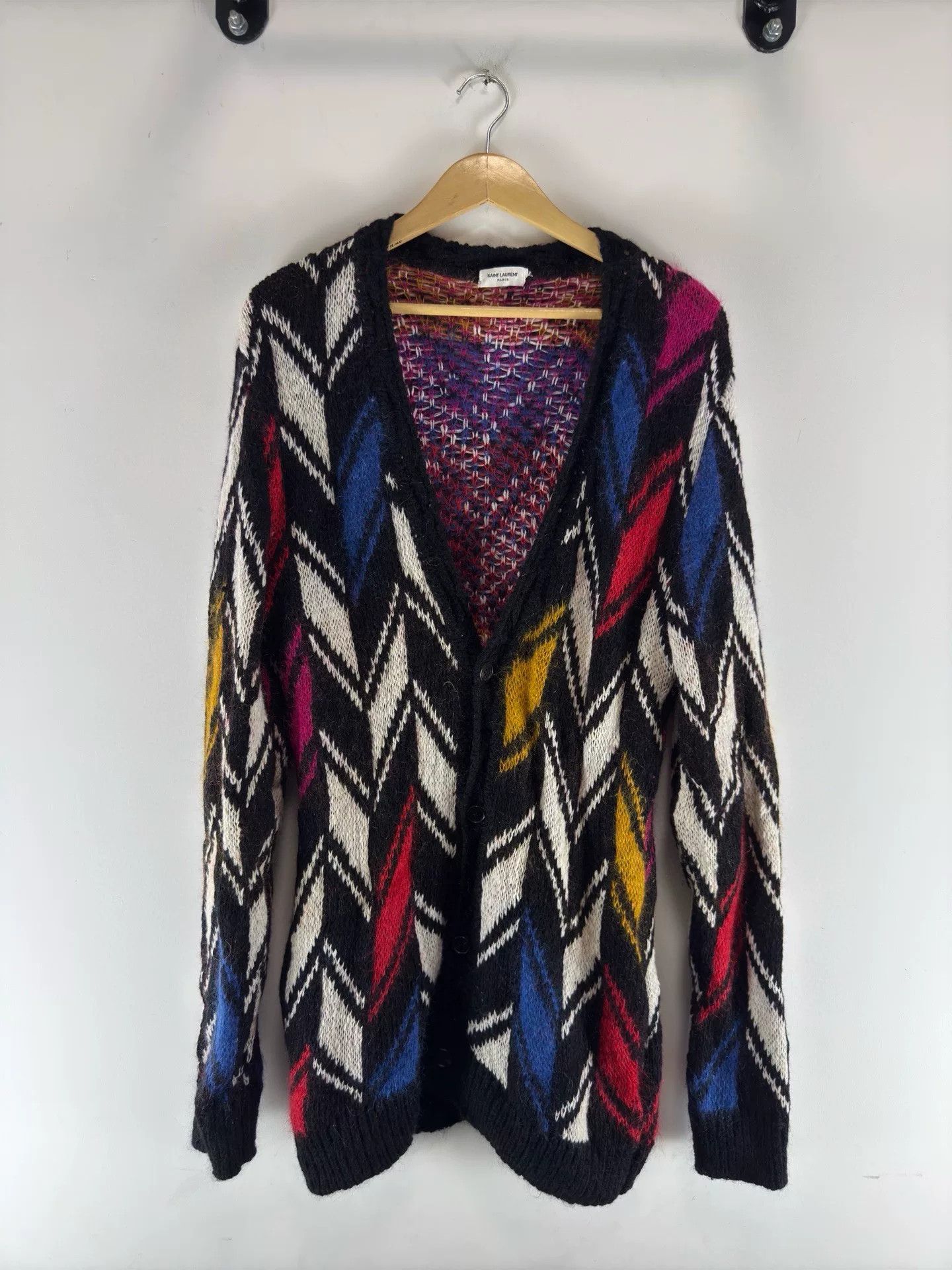 Saint Laurent Paris Saint Laurent Chevron Pattern Knit Cardigan Size L / US 10 / IT 46 - 1 Thumbnail
