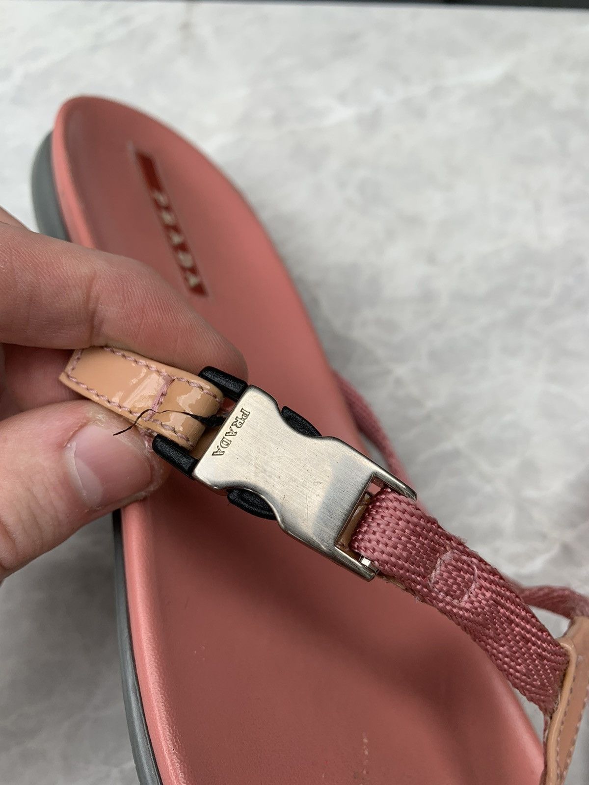 Designer × Prada Pink Prada Flip Flops Y2K 2000s Sport Thong Sandals Slip-on Size US 7.5 / IT 37.5 - 8 Thumbnail