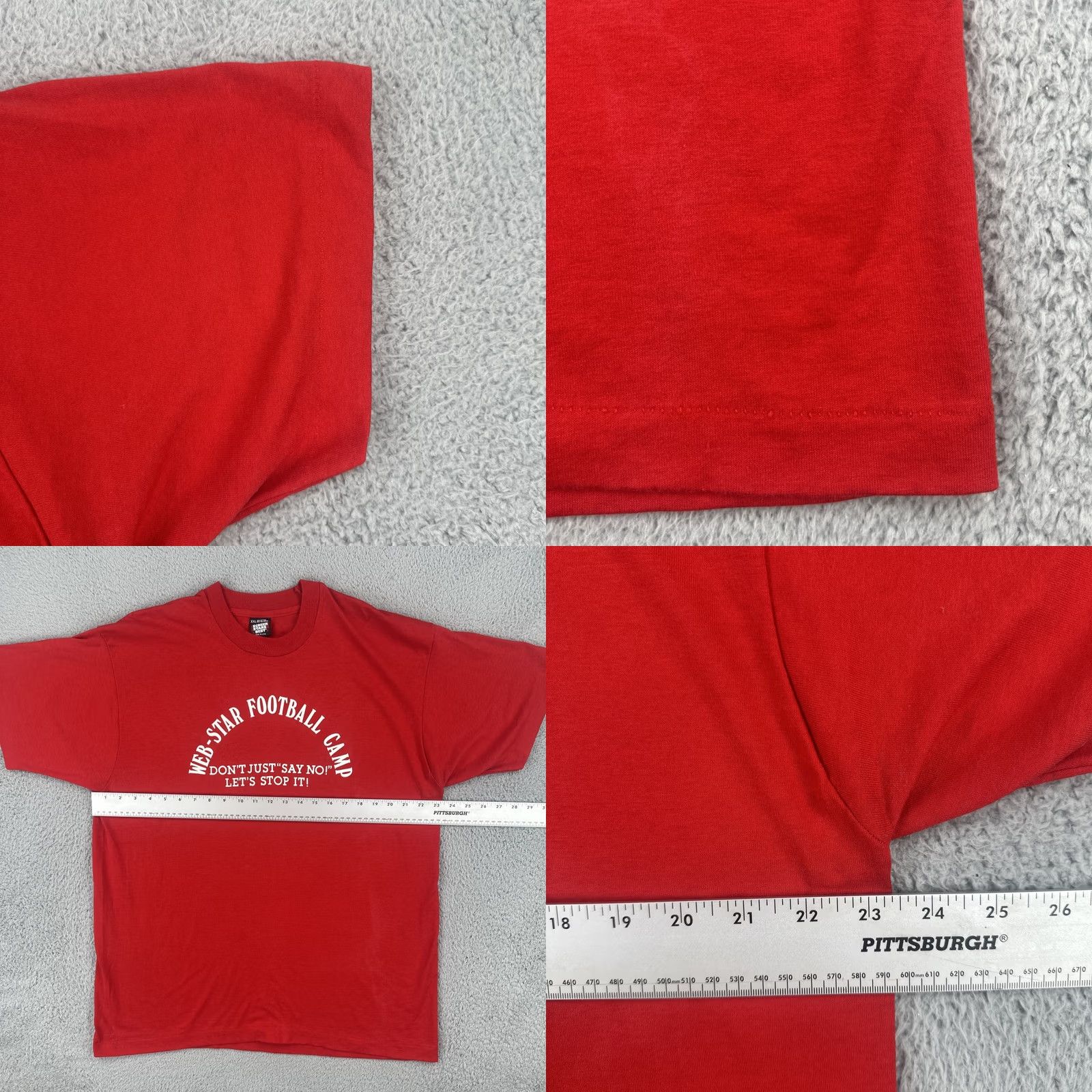 Vintage VINTAGE Screen Stars XXL Red Single Stitch Shirt Men 2XL Crew Neck Short Sleeve Cotton Knit Rock Camp Size US XXL / EU 58 / 5 - 8 Thumbnail