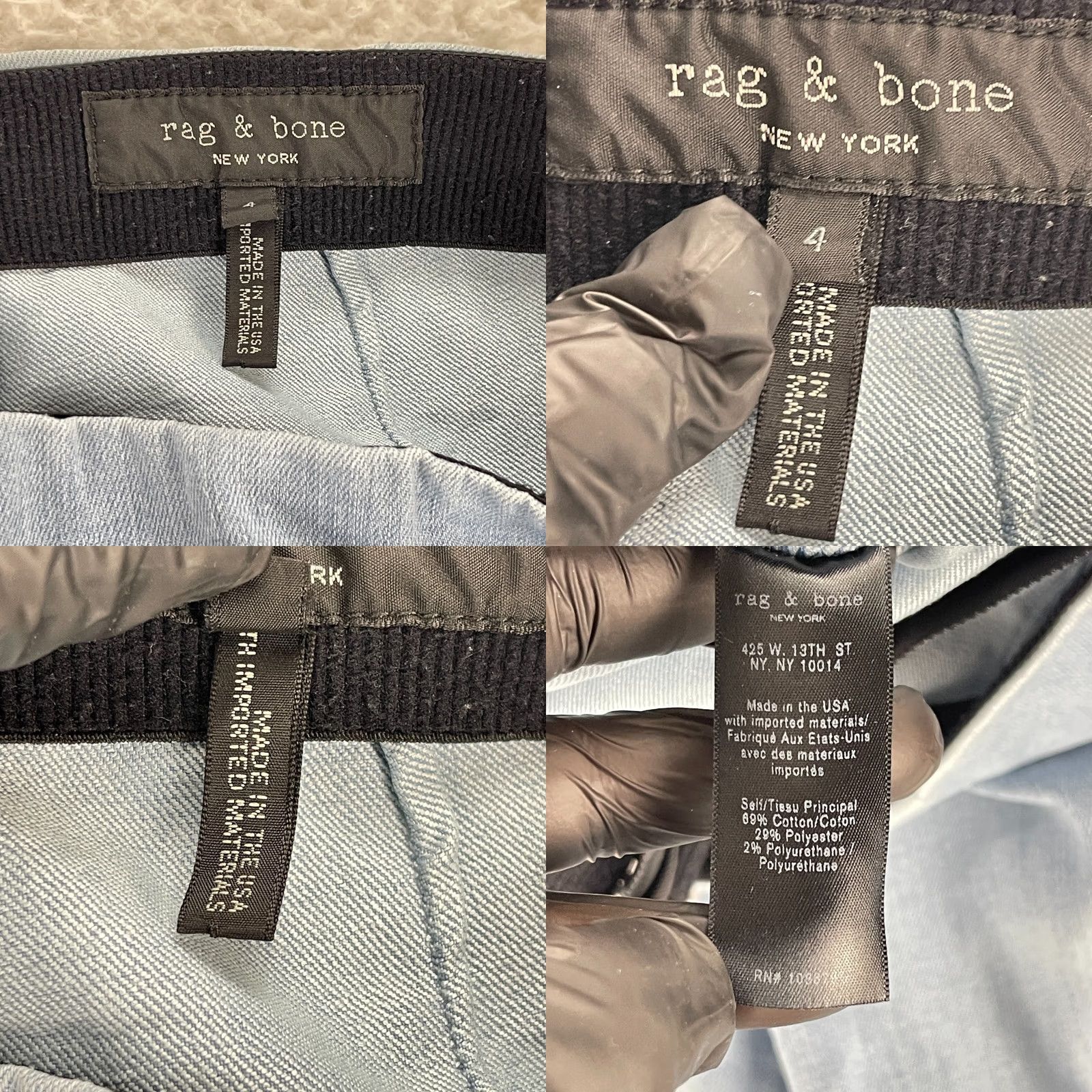 Rag & Bone Rag & Bone Pants Womens Size 4 Blue Denim Mid-Rise Straight Stretch Casual Size 27" / US 4 / IT 40 - 10 Thumbnail