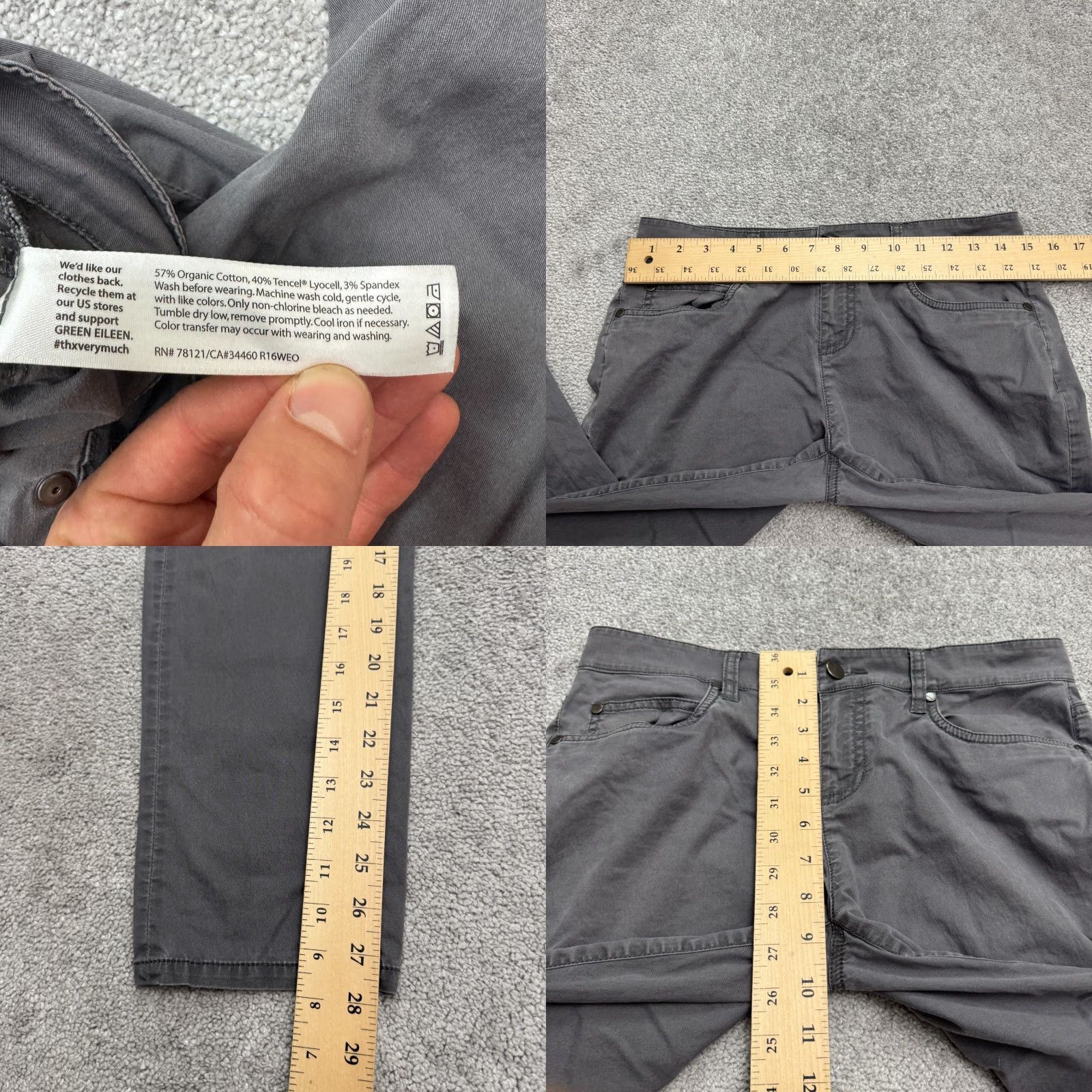 Eileen Fisher Eileen Fisher Gray Organic Cotton Straight Leg Pants Womens 2 Mid Rise Casual Size 26" / US 2 / IT 38 - 8 Thumbnail