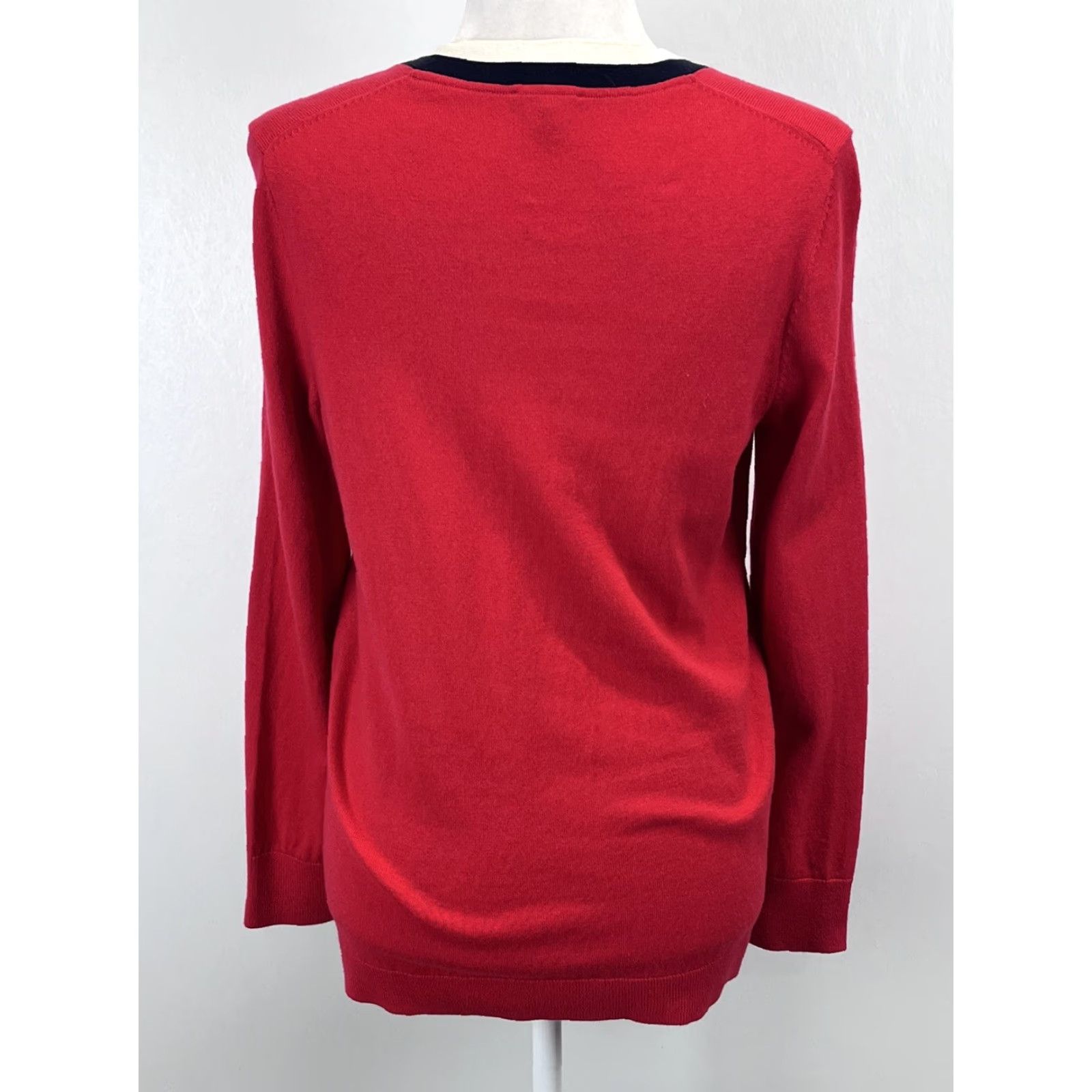 Talbots Talbots Cardigan Sweater Petite Sz Medium Red Pearl Buttons Vneck Classic Size M / US 6-8 / IT 42-44 - 3 Thumbnail