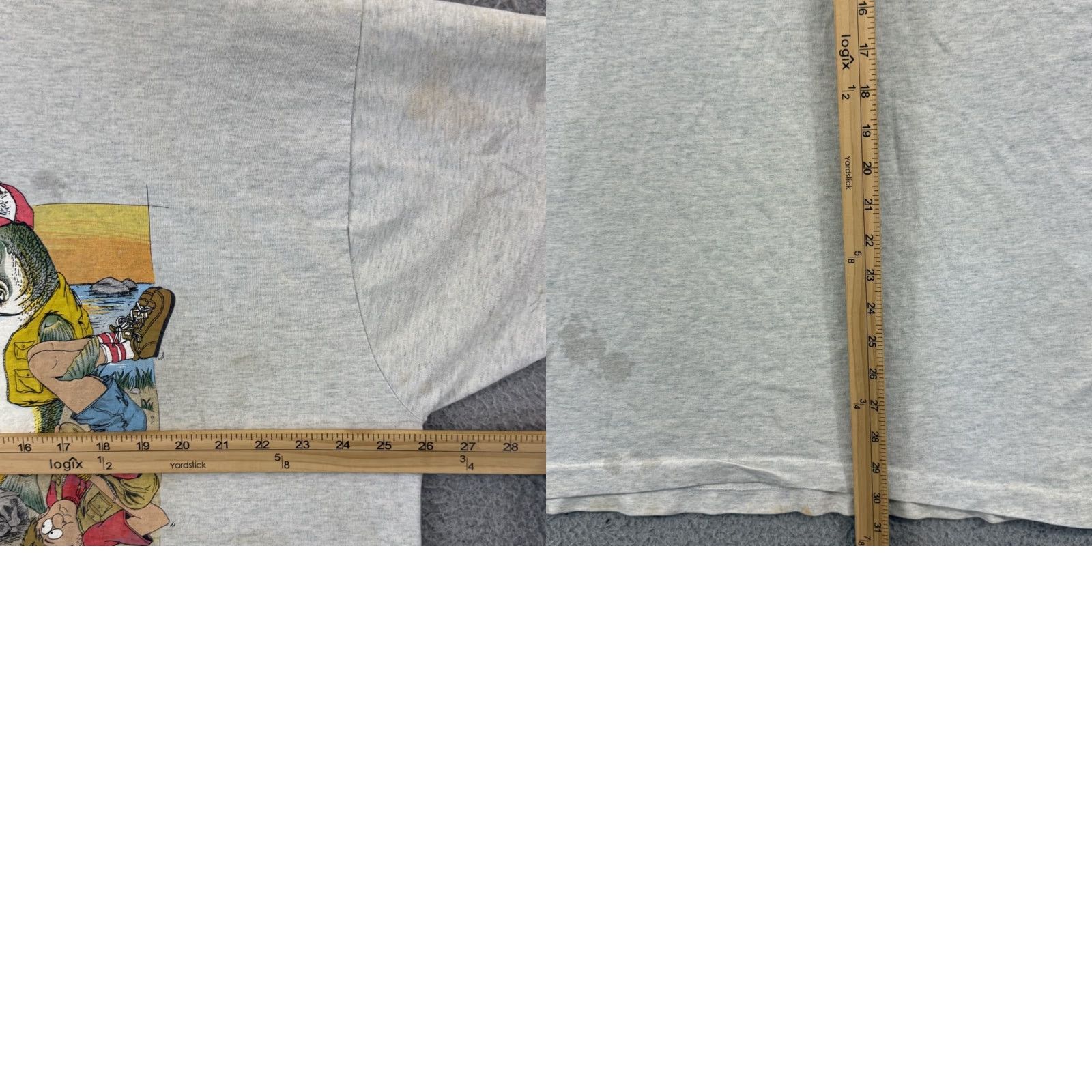 Fruit Of The Loom VINTAGE Fruit of the Loom Shirt Mens 2XL Gray Short Sleeve Graphic Print Fishing Humor 90s Flower? Size US XXL / EU 58 / 5 - 8 Thumbnail