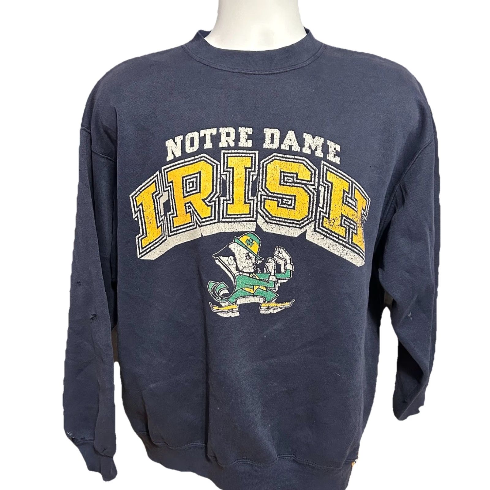 Logo 7 VINTAGE Notre Dame Fighting Irish Sweatshirt Logo 7 Men XL Fits Large Blue Crew Neck Pullover Long Sleeve Чер Size US L / EU 52-54 / 3 - 2 Thumbnail