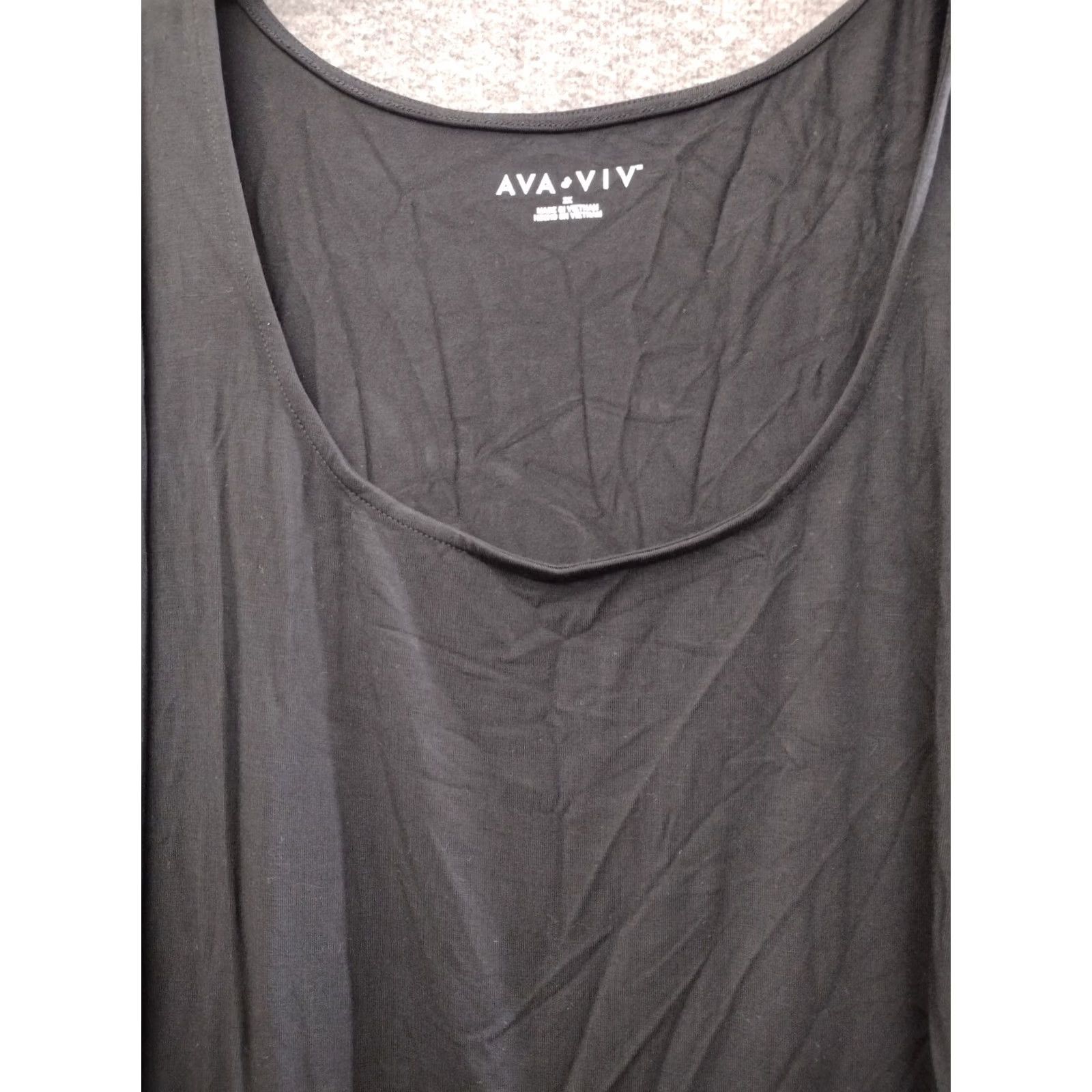 Vintage Ava & Viv Wrap Dress Women's Black 2X Casual Short Sleeve Round Neck Pullover Plus Size Long Dress Wrap Accents Blended Fabric Solid Size XXL / US 16-18 / IT 52-54 - 3 Thumbnail