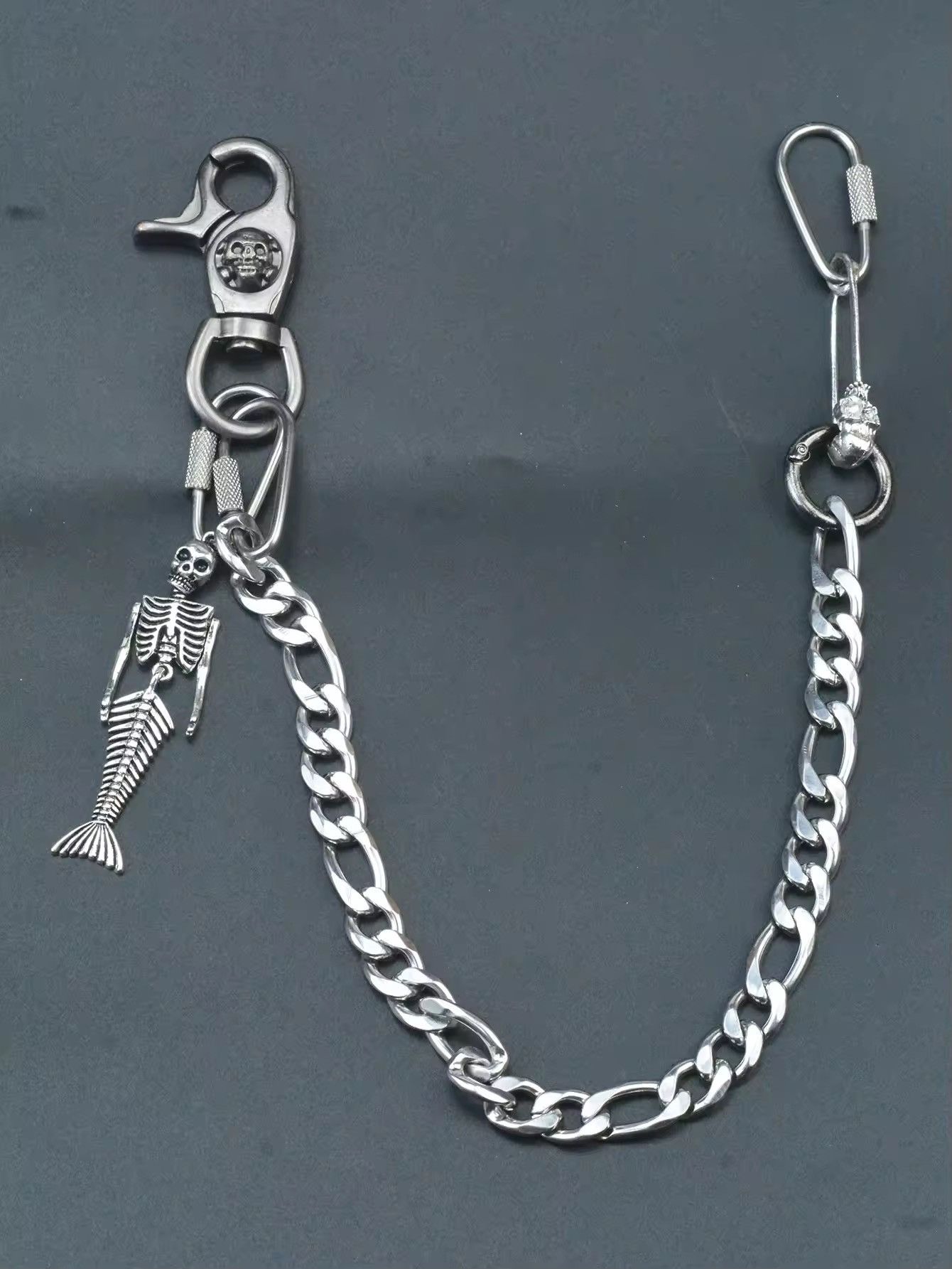 Jewelry Punk 12 Inch Short Gunmetal Wallet Chain in Silver, Men's