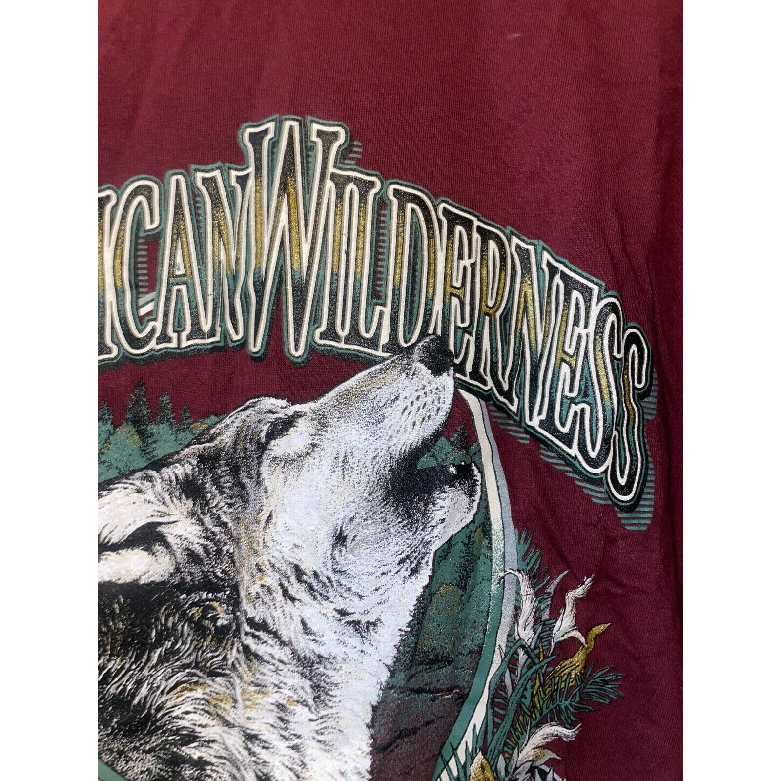 Jerzees Vintage Wolf Shirt Great Smokies Wilderness Red Tee VTG 90s Size US L / EU 52-54 / 3 - 8 Thumbnail
