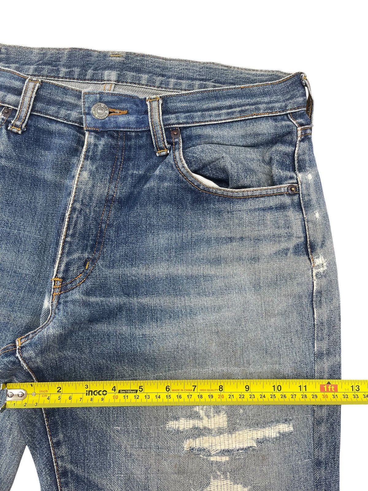 Japanese Brand COX Japanese Brand Light Wash Distressed Straight Jeans Size US 34 / EU 50 - 7 Thumbnail