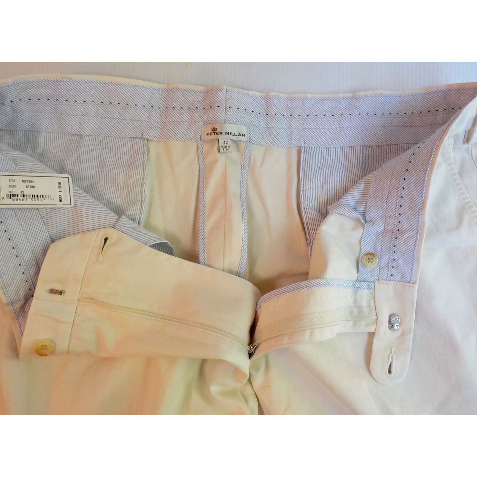 Peter Millar VINTAGE Peter Millar Pants 4 Pocket Flat Front 100% Cotton Ivory 42x37 NWT Mens Pants Size US 42 / EU 58 - 4 Thumbnail