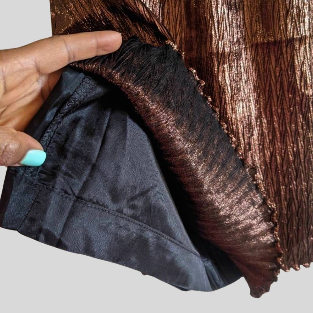 Evan Picone Vintage Evan Picone Brown Metallic Pleated Midi Skirt Size 4 Size 27" / US 4 / IT 40 - 6 Thumbnail