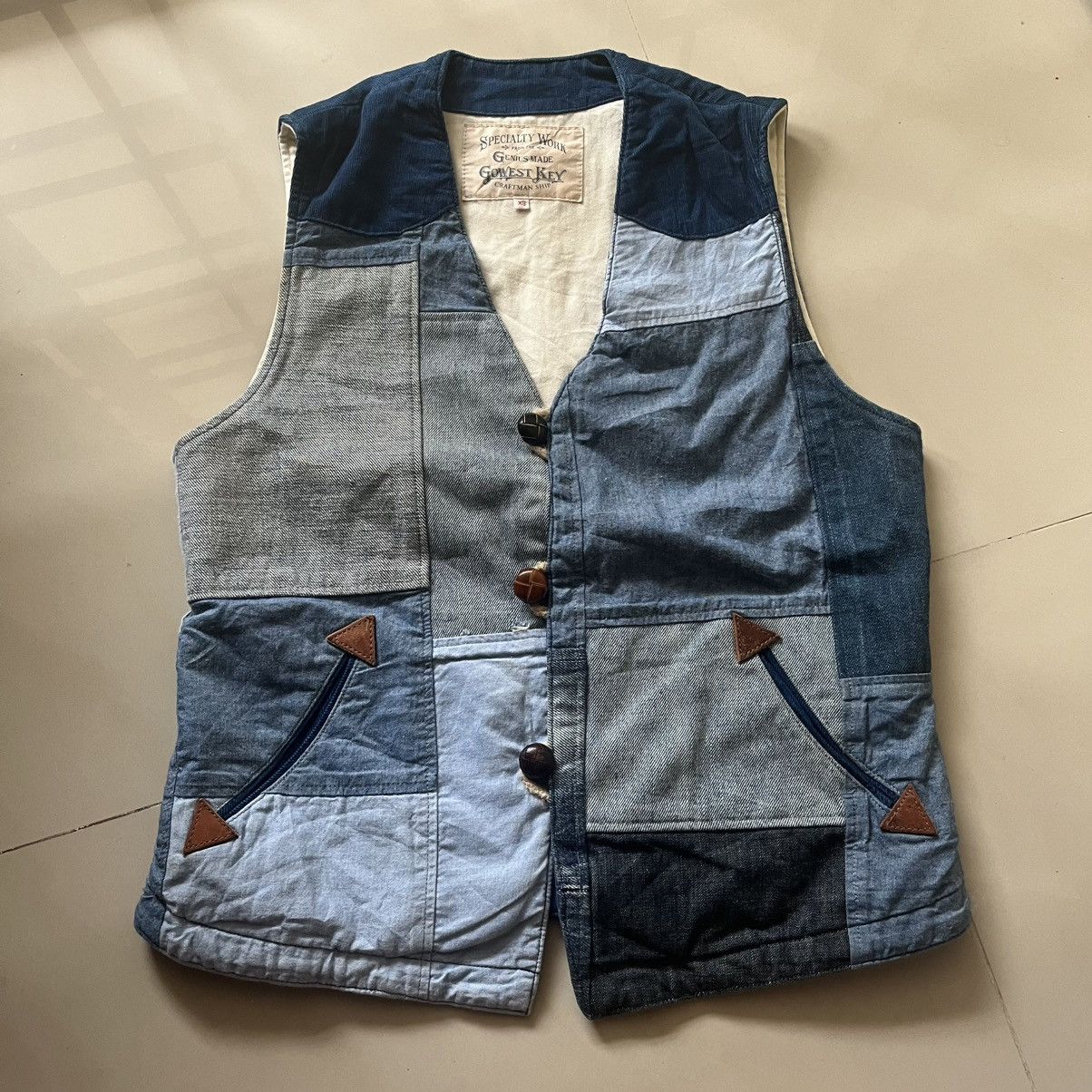 Japanese Brand Gowest Key patchwork vest Size US XS / EU 42 / 0 - 1 Thumbnail