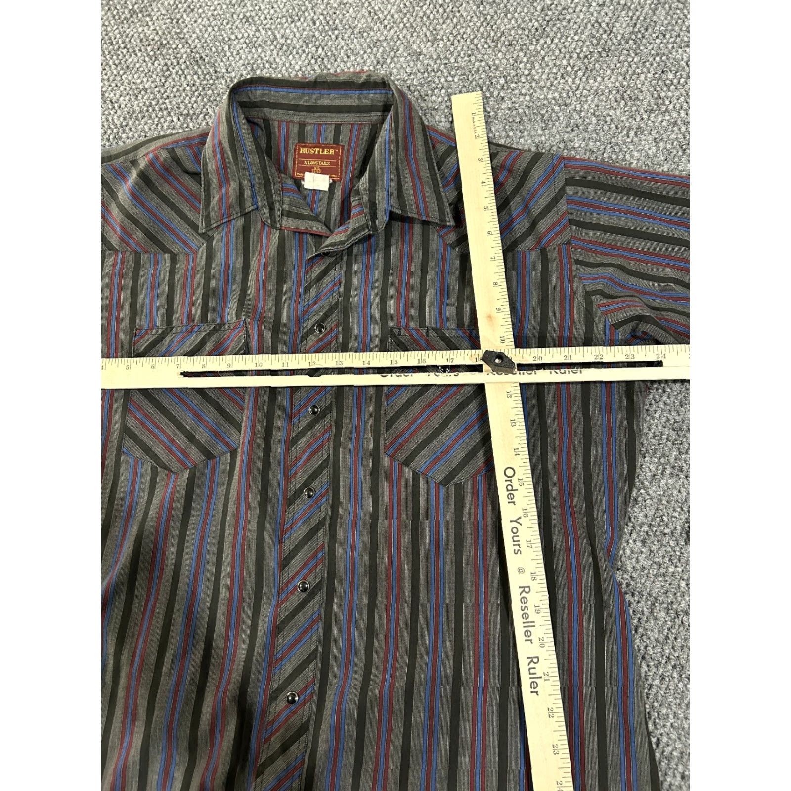 Vintage VINTAGE Rustlers Button-Up Shirt Mens 2XL Black Striped Western Snap X-Long Tails Size US XXL / EU 58 / 5 - 5 Thumbnail