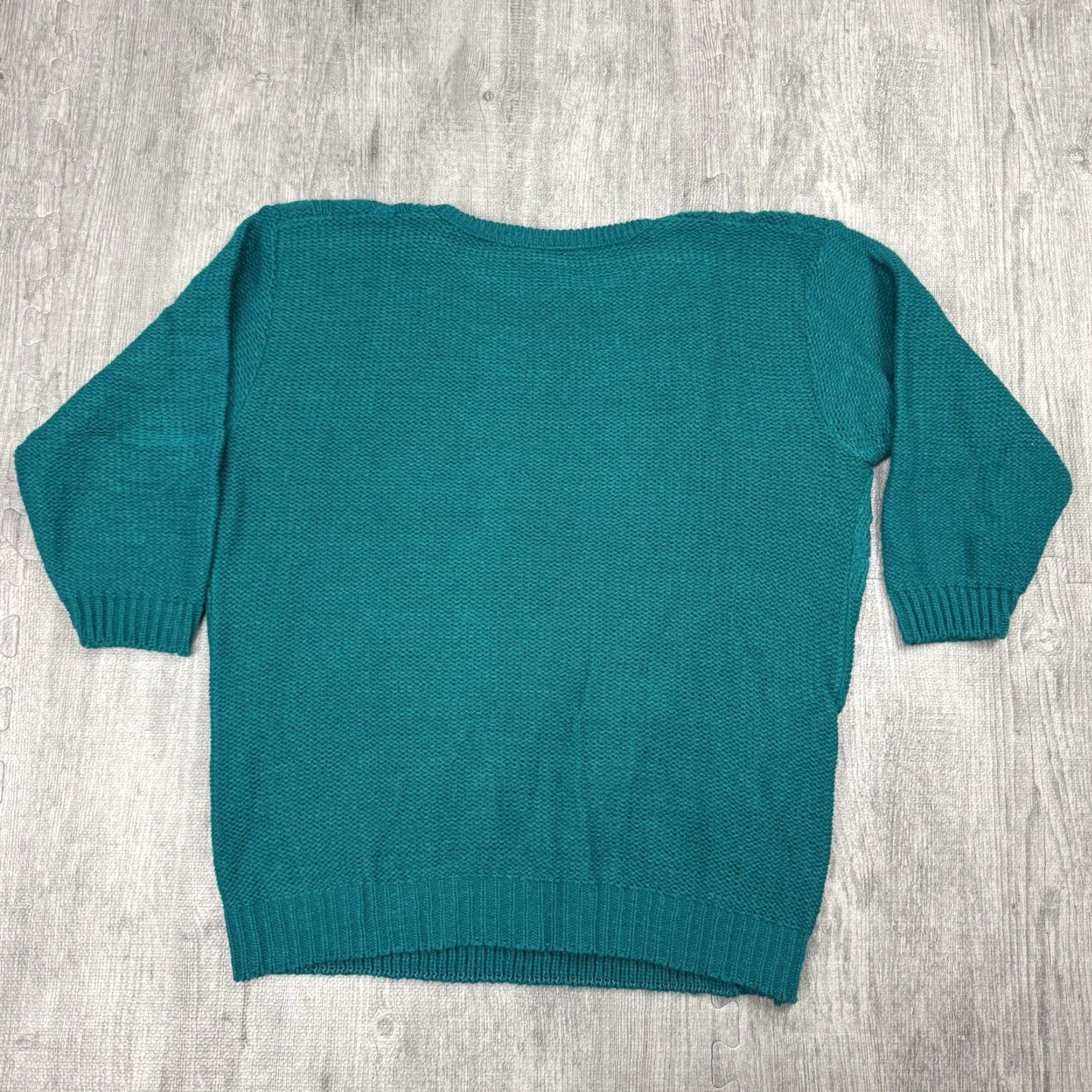 Vintage Vintage 1980s Jessica Cole Cable Knit Sweater Women's XL Oversized Fall Teal Acrylic Size XL / US 12-14 / IT 48-50 - 5 Thumbnail