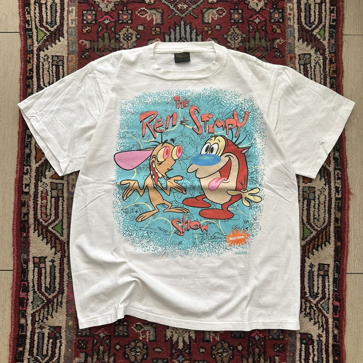 Vintage Vintage 1991 Ren & Stimpy Nickelodeon Graphic Tee Size US XL / EU 56 / 4 - 1 Thumbnail