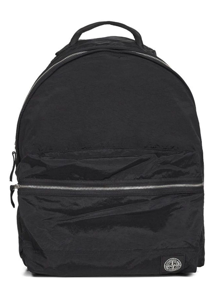 Stone Island STONE ISLAND BACKPACK WITH LOGO - BLACK Size ONE SIZE - 1 Thumbnail