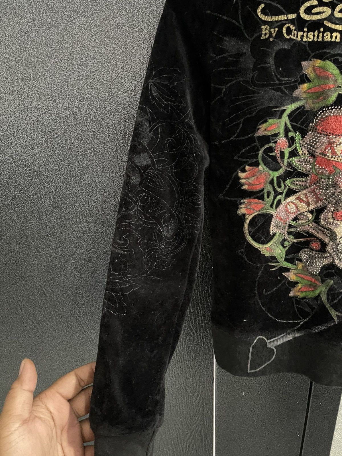Ed Hardy Ed Hardy by Christian Audigier Velvet Hoodie Size M / US 6-8 / IT 42-44 - 13 Thumbnail